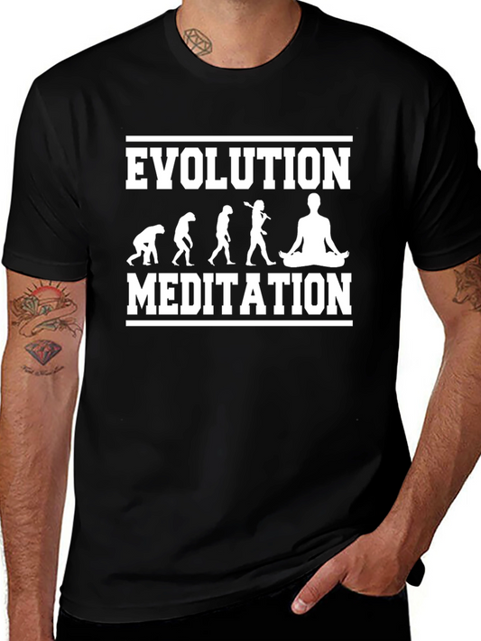 Evolution Meditation Graphic Tee - Black Cotton Blend