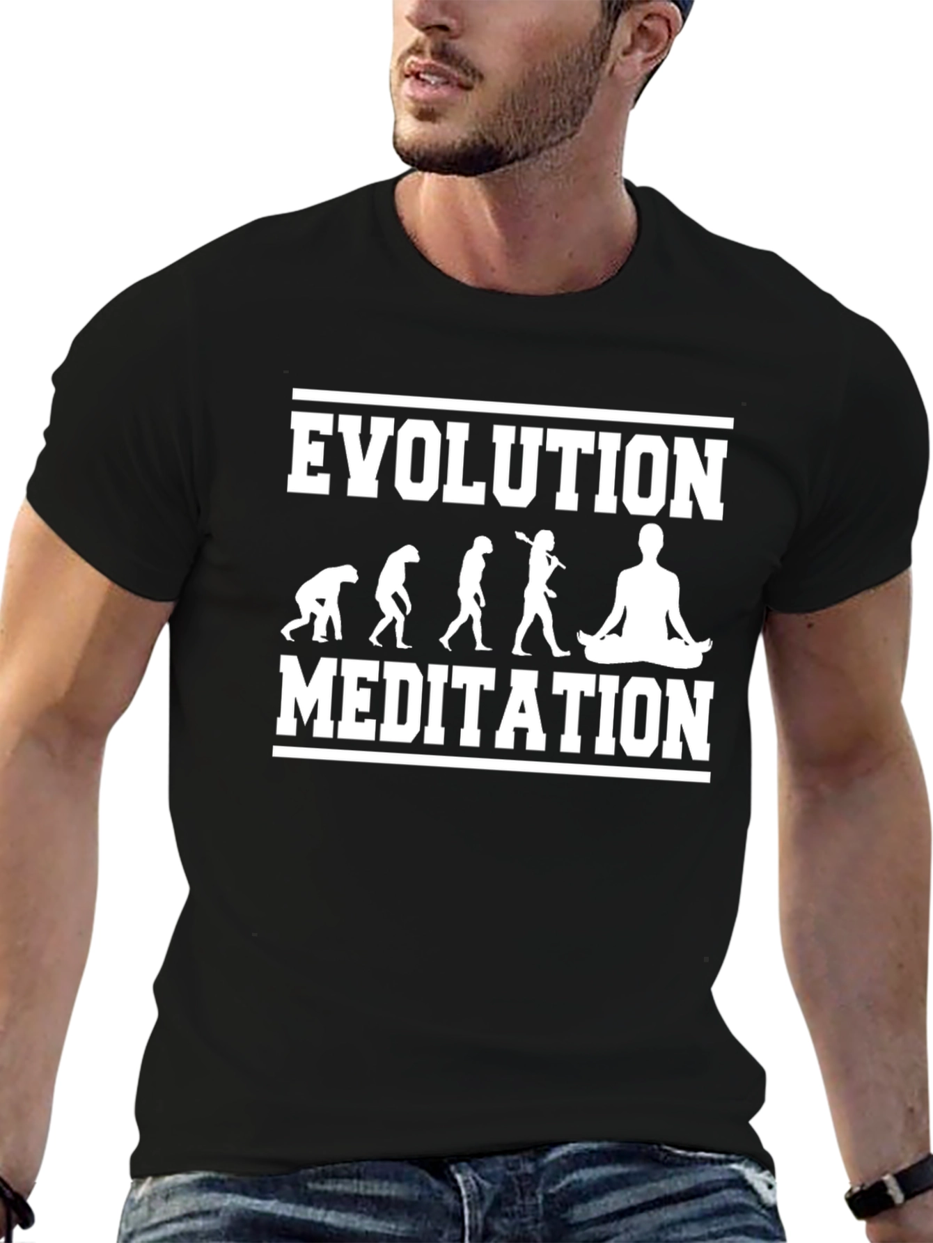 Evolution Meditation Graphic Tee - Black Cotton Blend
