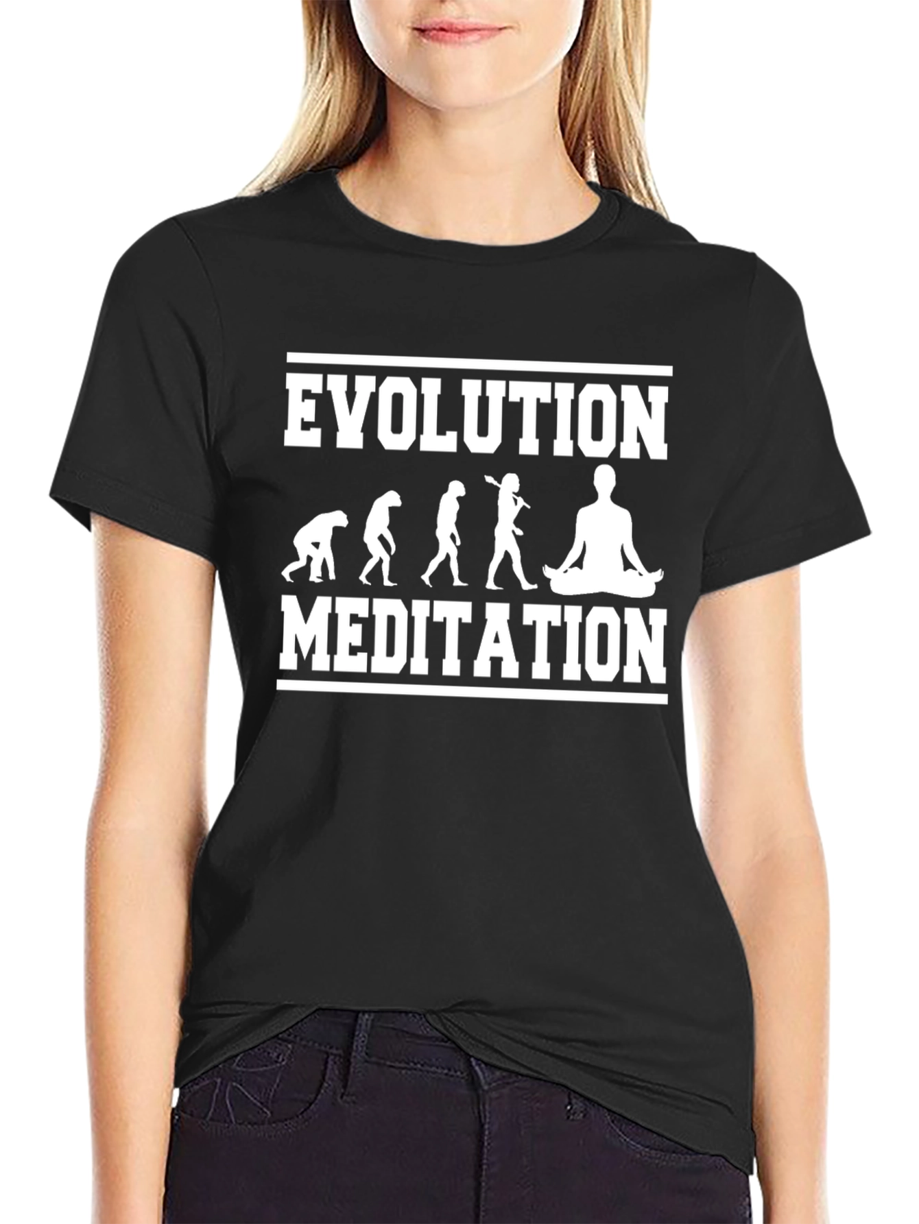 Evolution Meditation Graphic Tee - Black Cotton Blend