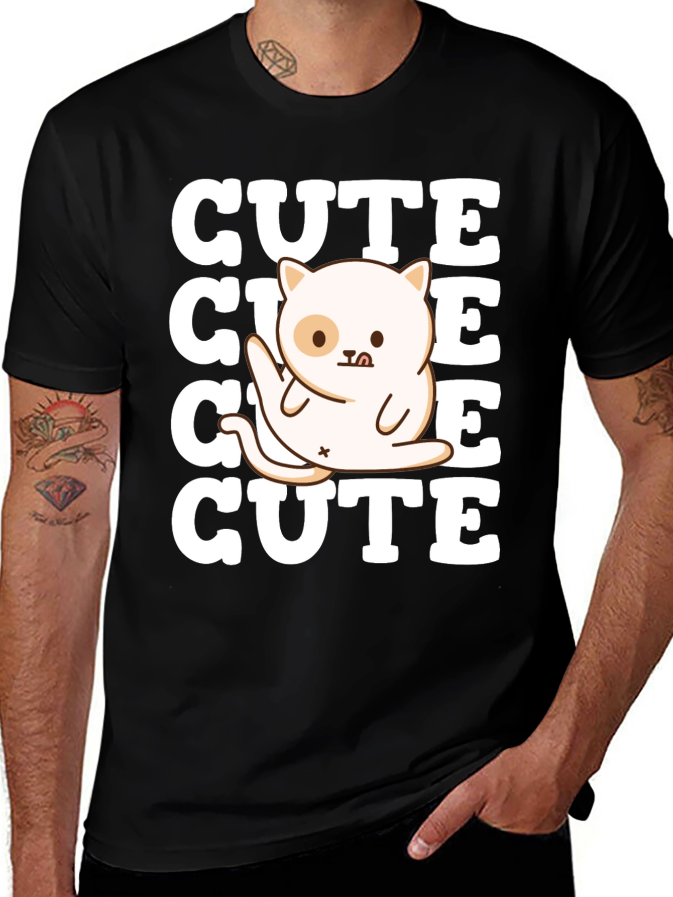 Cute Cat Graphic Tee - Soft Cotton Blend