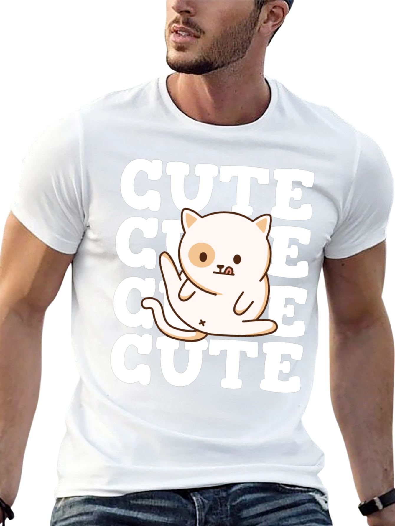 Cute Cat Graphic Tee - Soft Cotton Blend