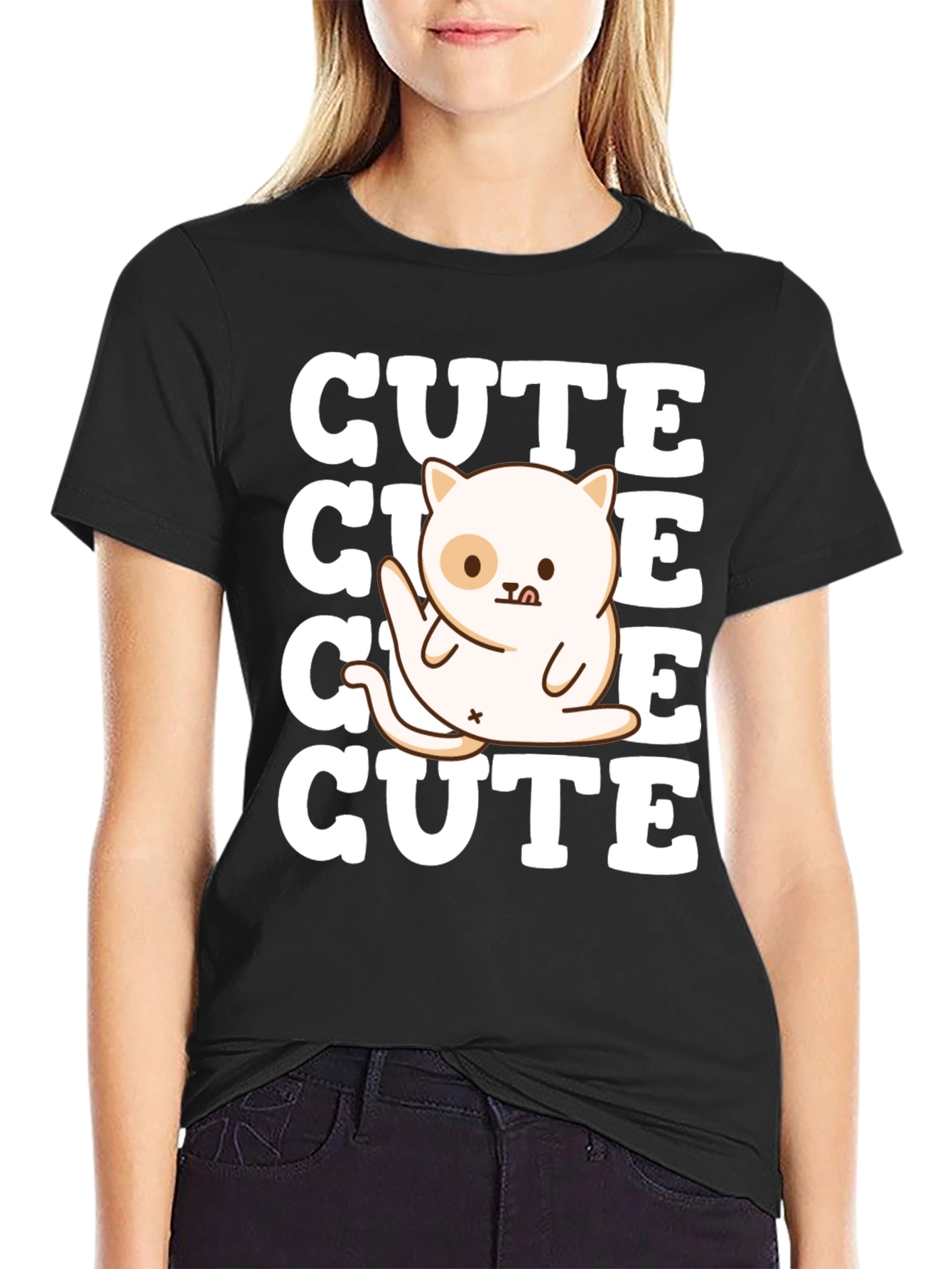 Cute Cat Graphic Tee - Soft Cotton Blend