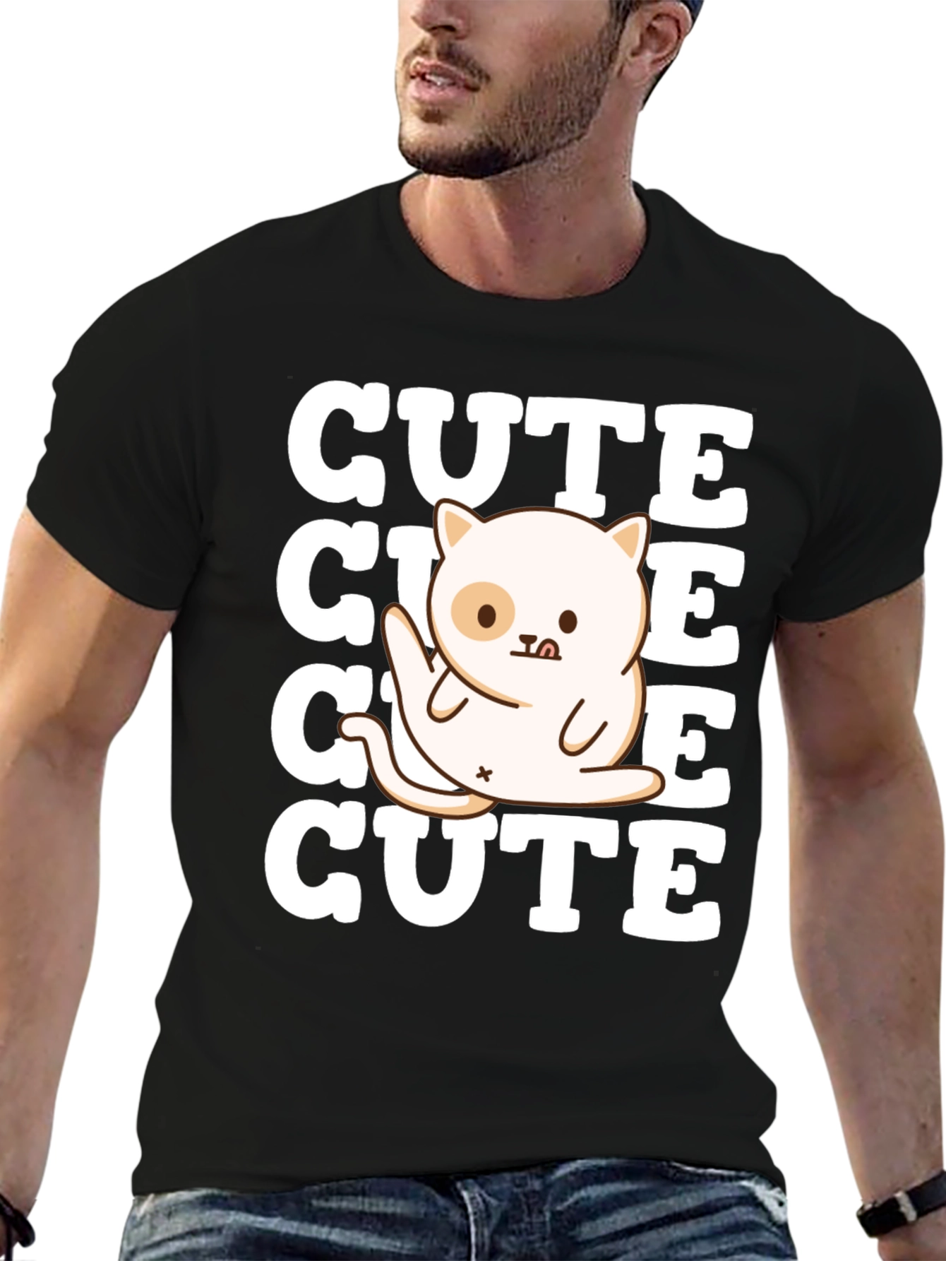 Cute Cat Graphic Tee - Soft Cotton Blend