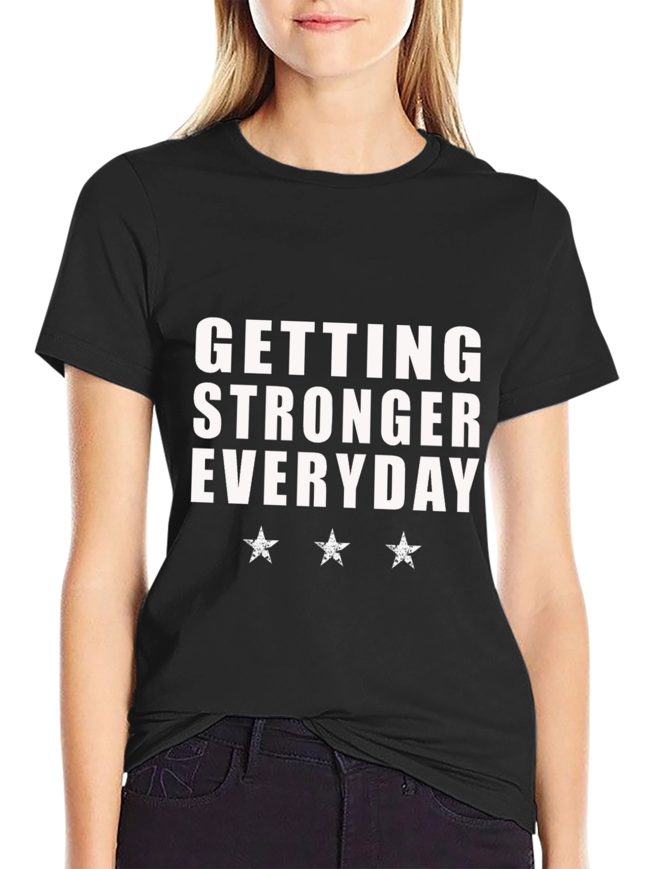 Getting Stronger Everyday Black T-Shirt