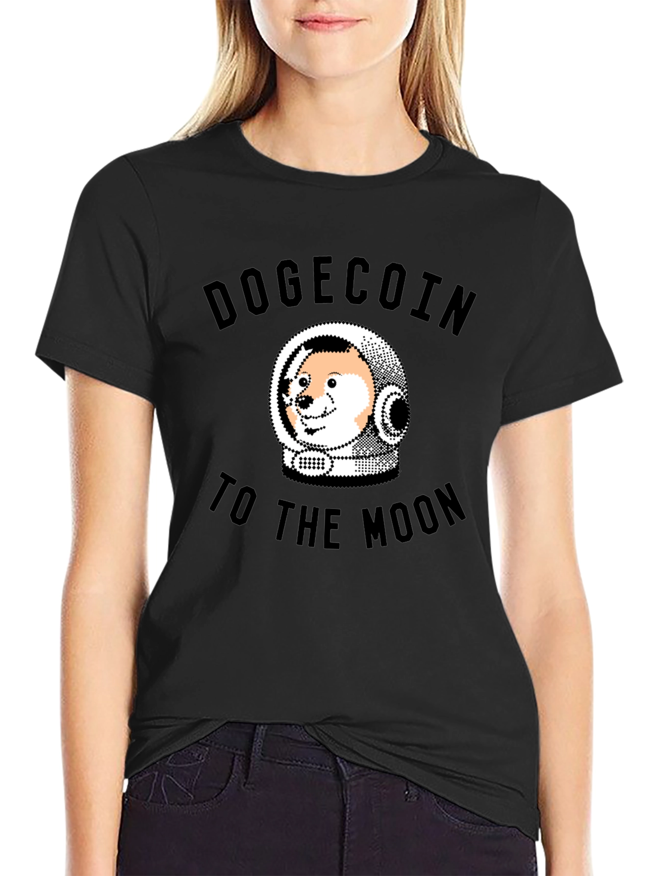 Dogecoin To The Moon Black T-Shirt