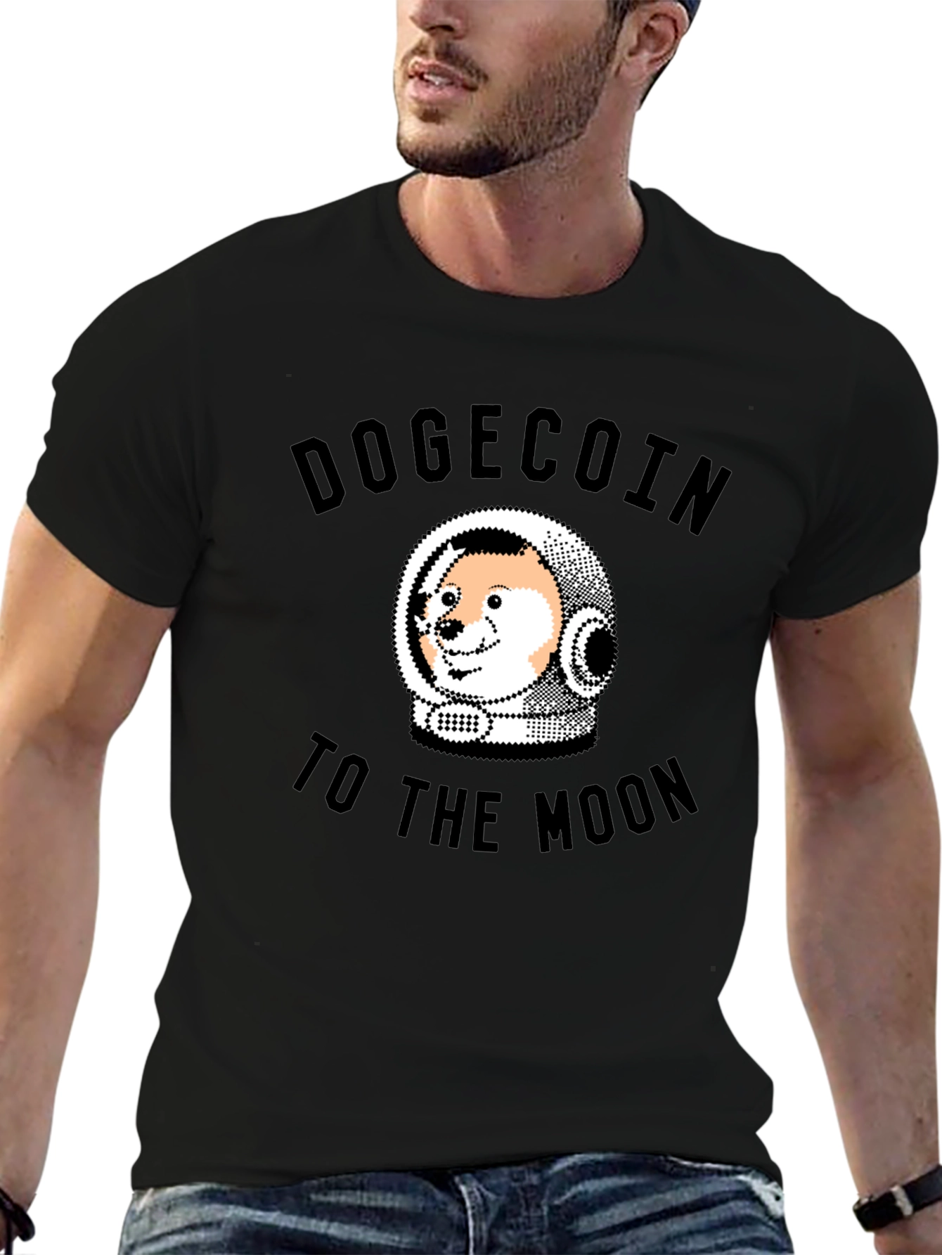 Dogecoin To The Moon Black T-Shirt