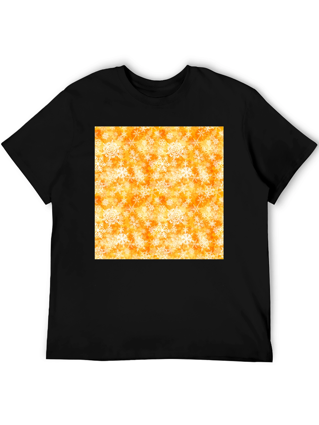 Festive Snowflake Print Black T-Shirt
