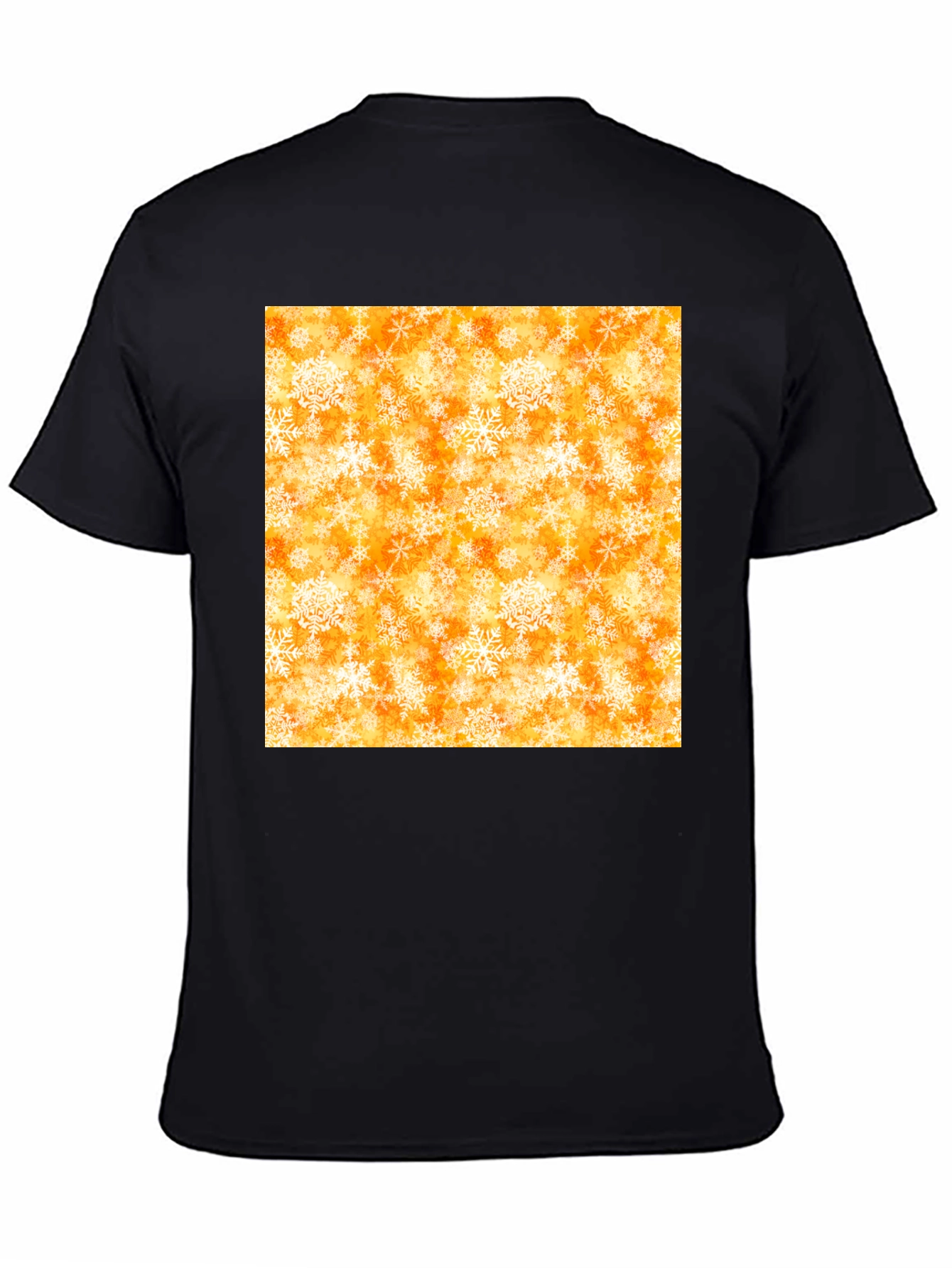 Festive Snowflake Print Black T-Shirt