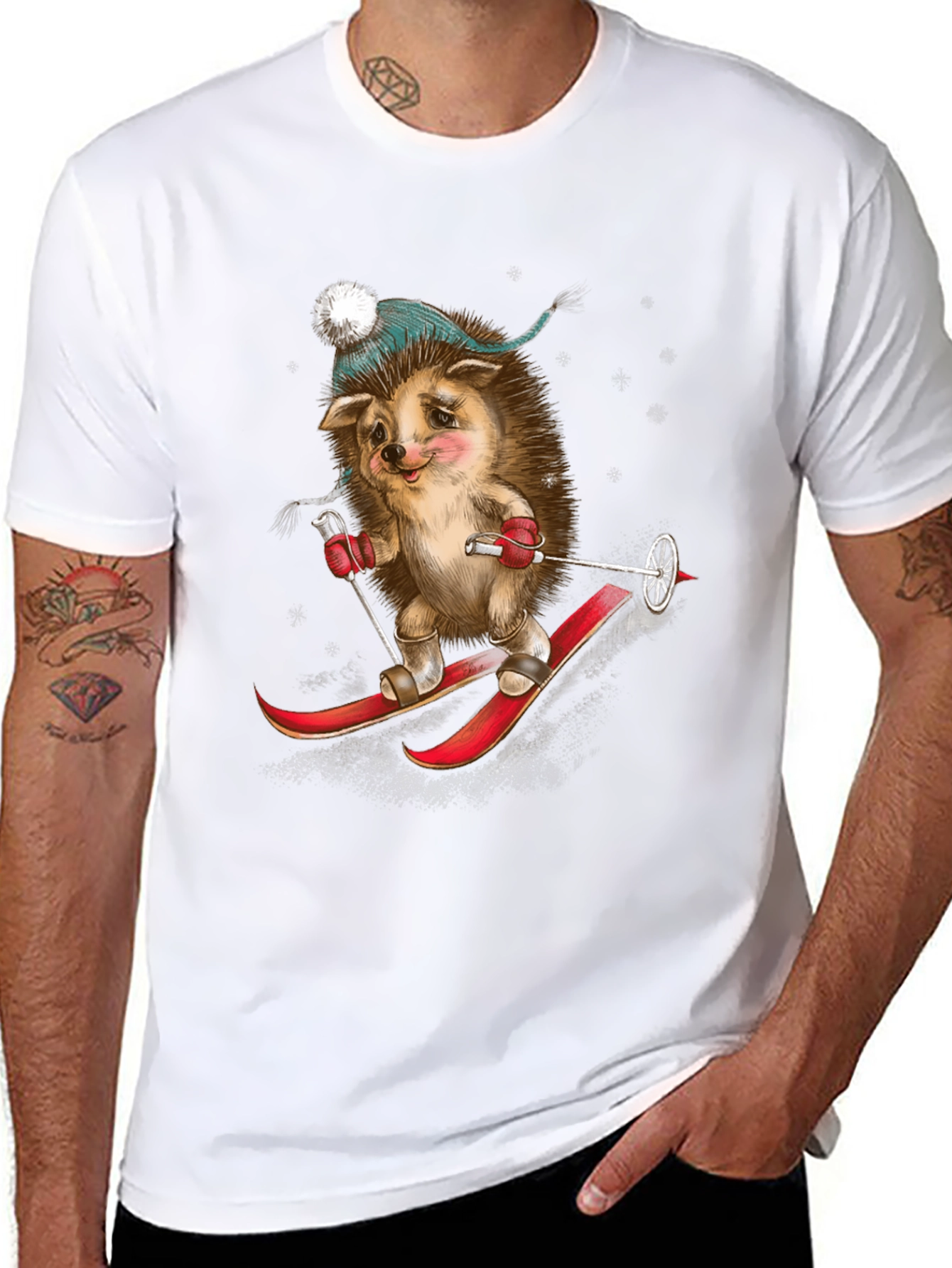 Skiing Hedgehog Graphic Tee