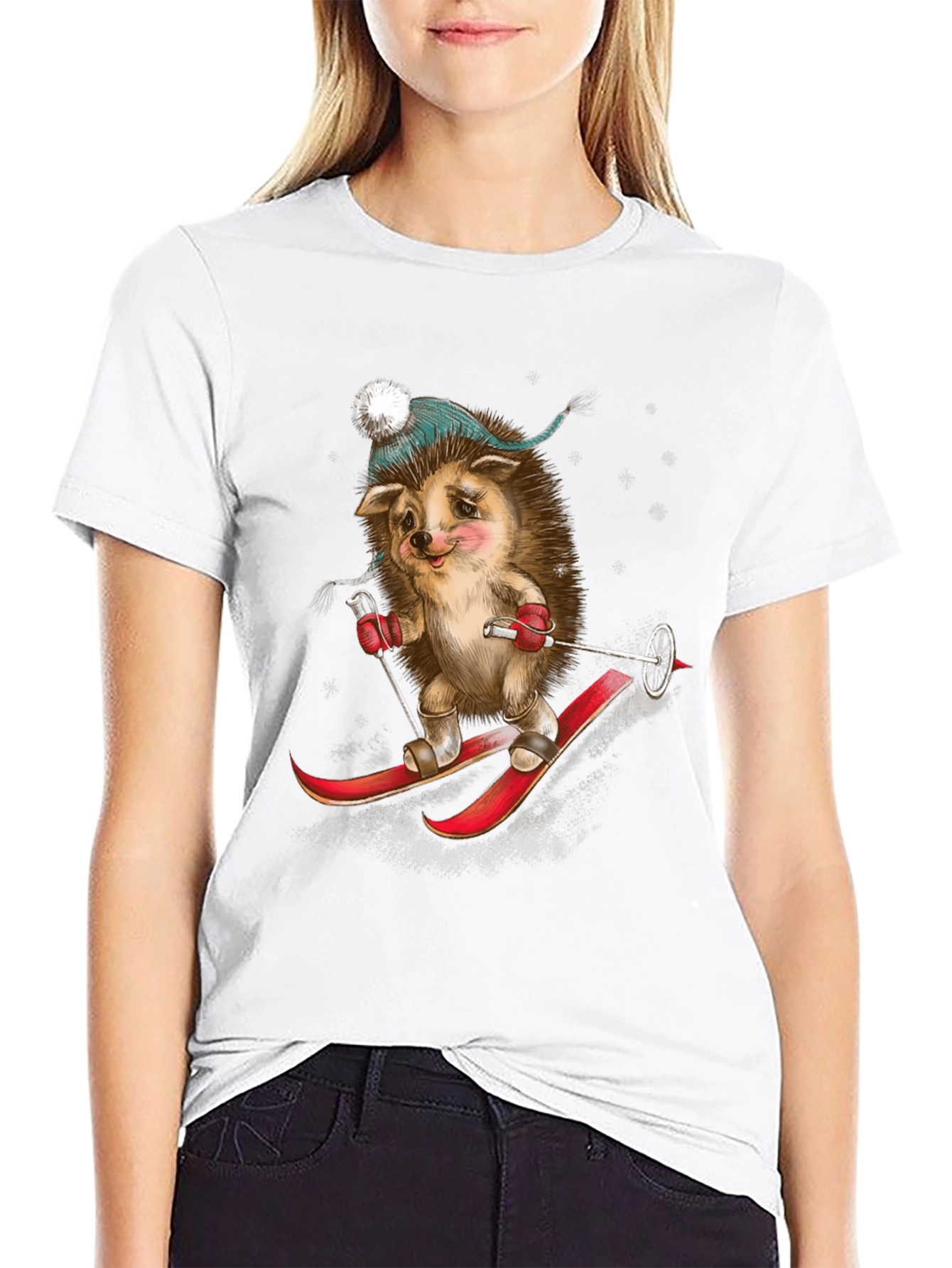 Skiing Hedgehog Graphic Tee