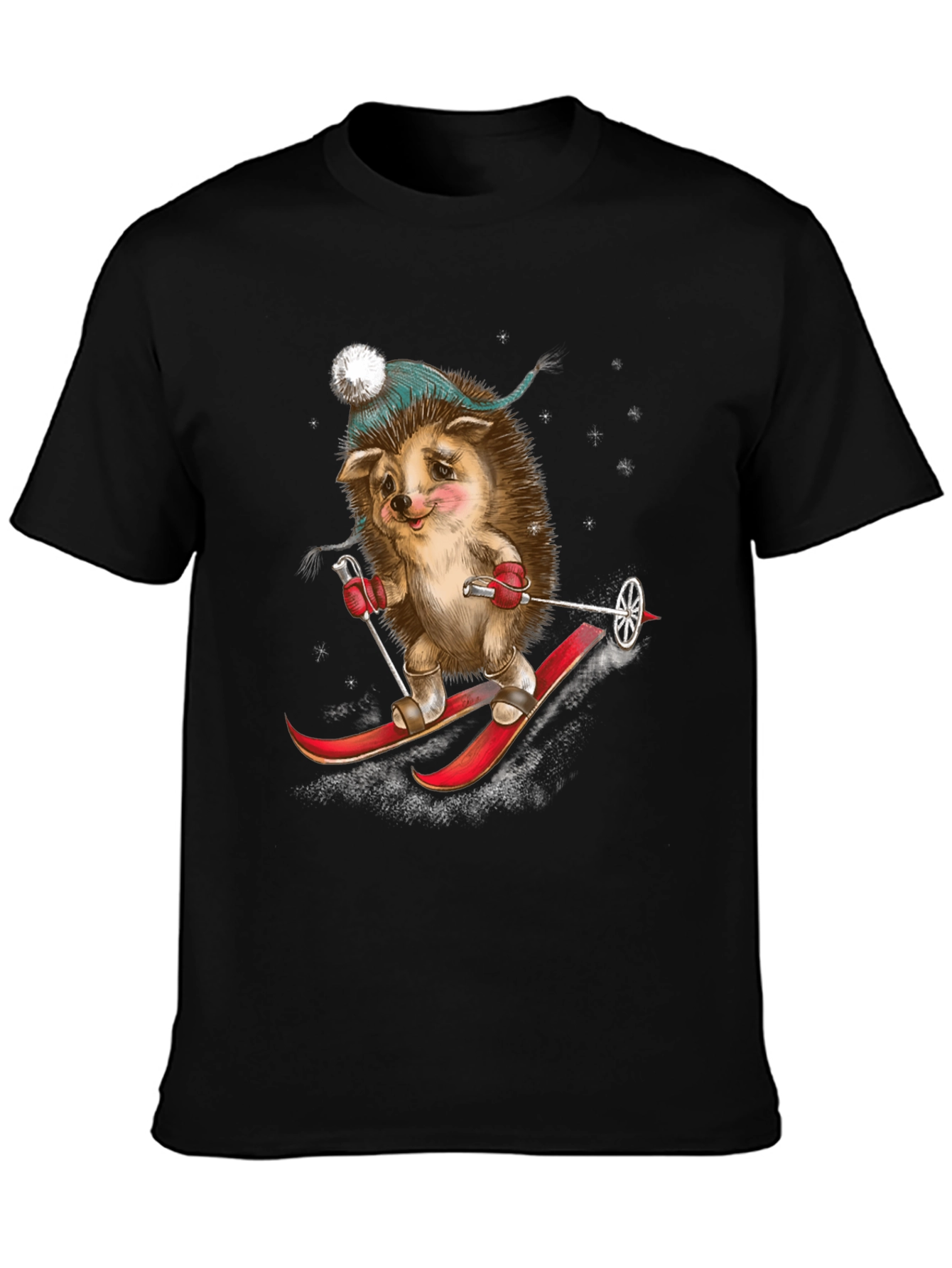 Skiing Hedgehog Graphic Tee
