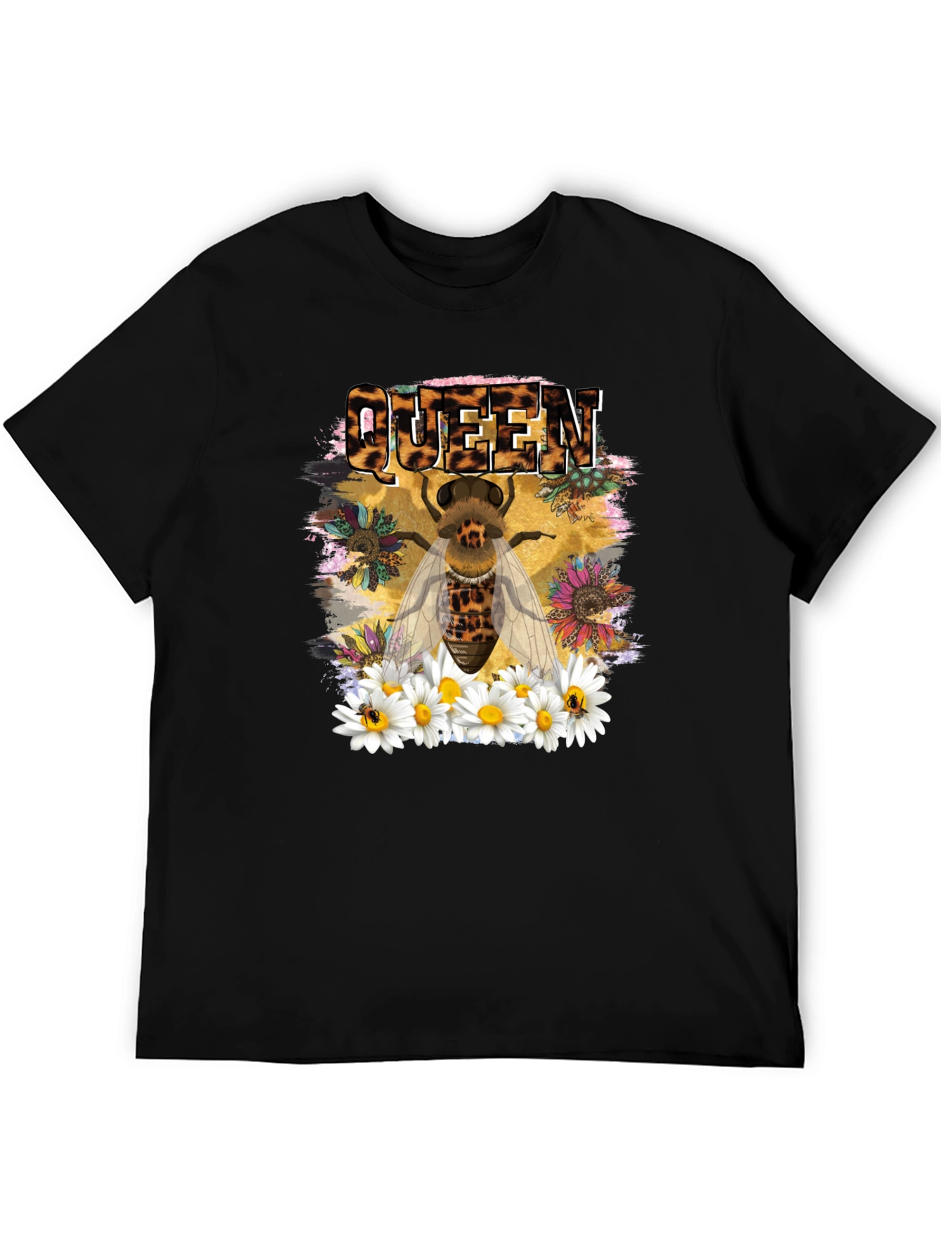Queen Bee Leopard Print Graphic T-Shirt