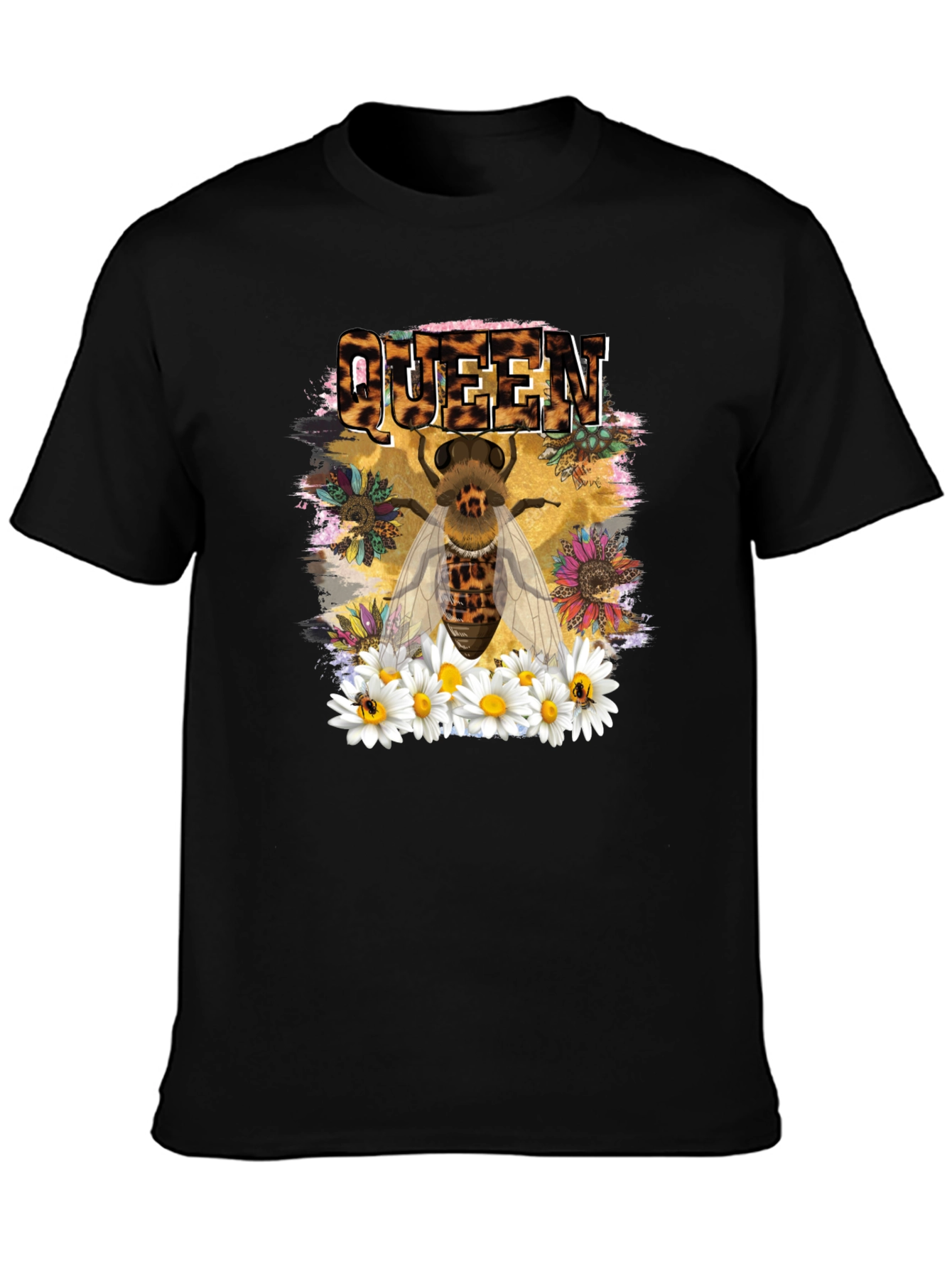 Queen Bee Leopard Print Graphic T-Shirt