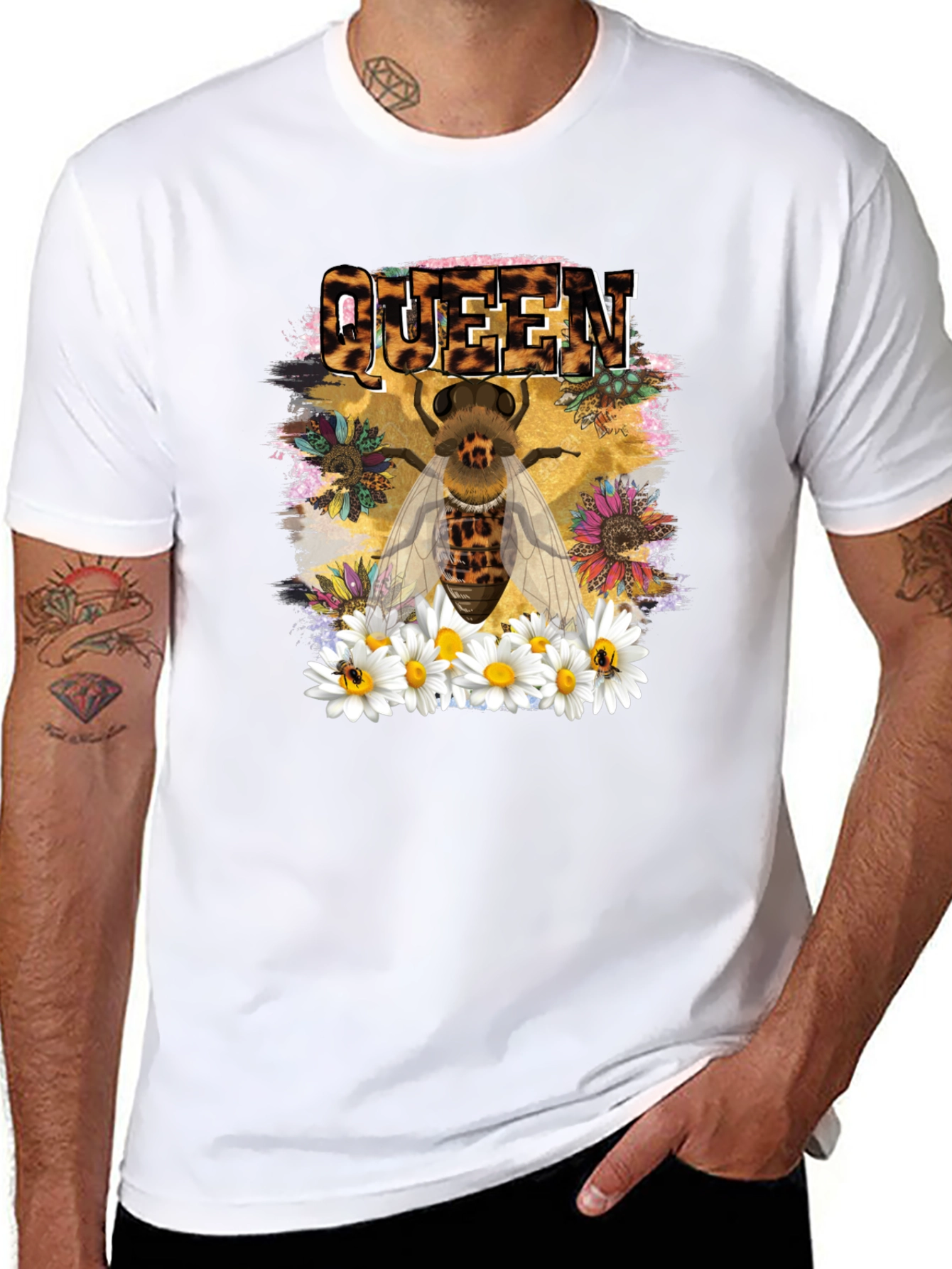 Queen Bee Leopard Print Graphic T-Shirt