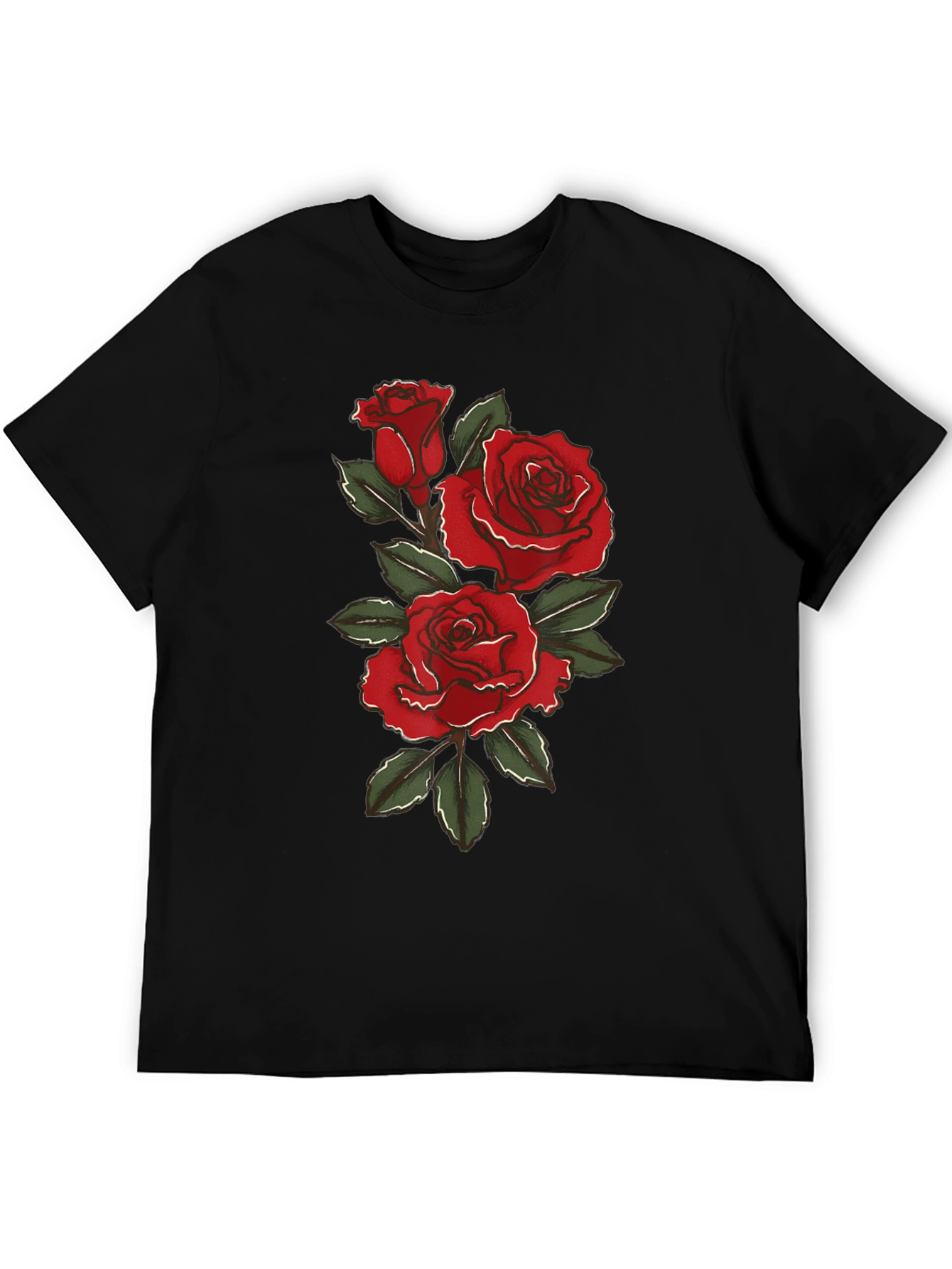 Rose Graphic Black T-Shirt for Men