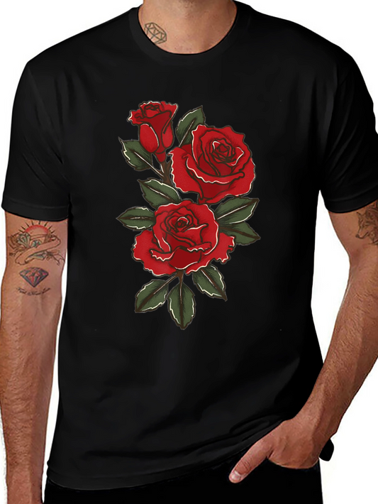 Rose Graphic Black T-Shirt for Men