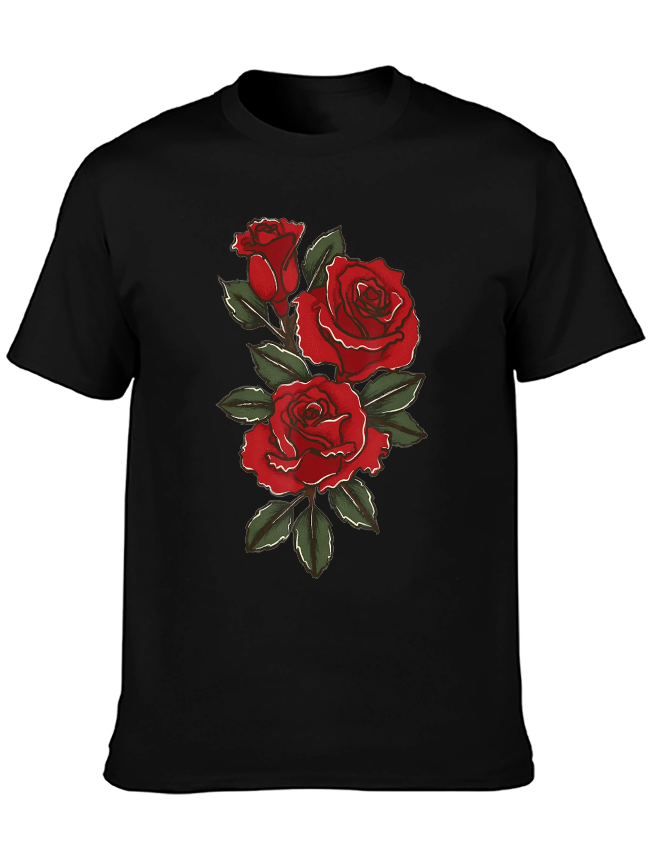 Rose Graphic Black T-Shirt for Men