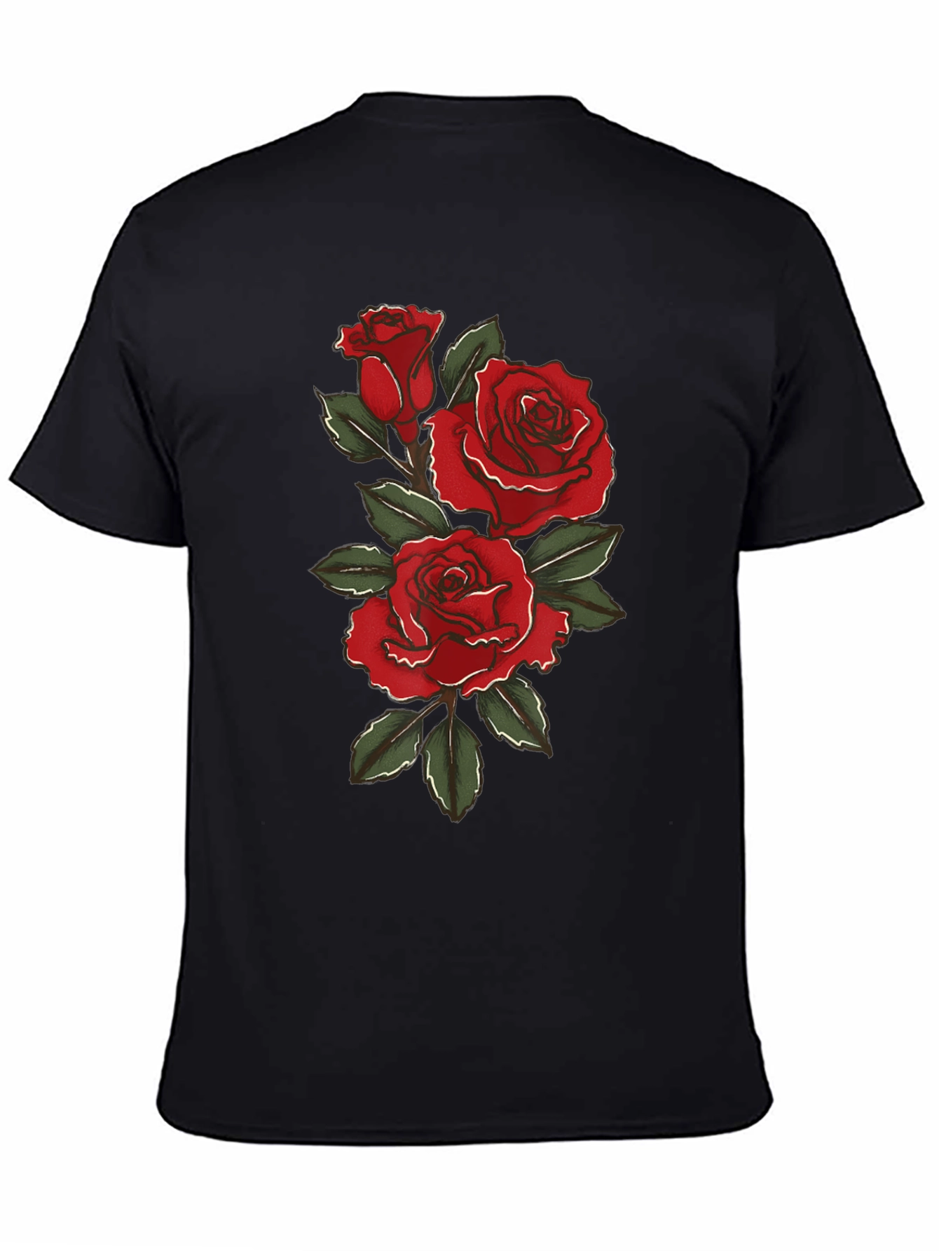 Rose Graphic Black T-Shirt for Men