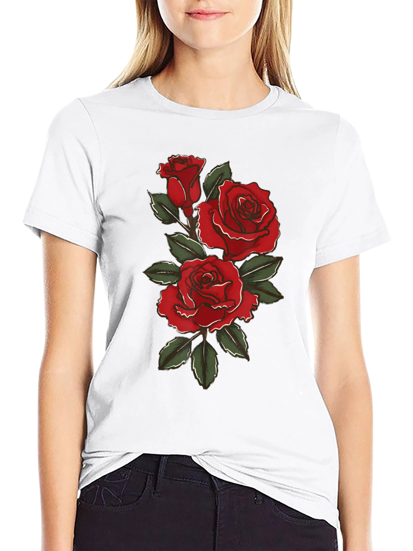 Rose Graphic Black T-Shirt for Men