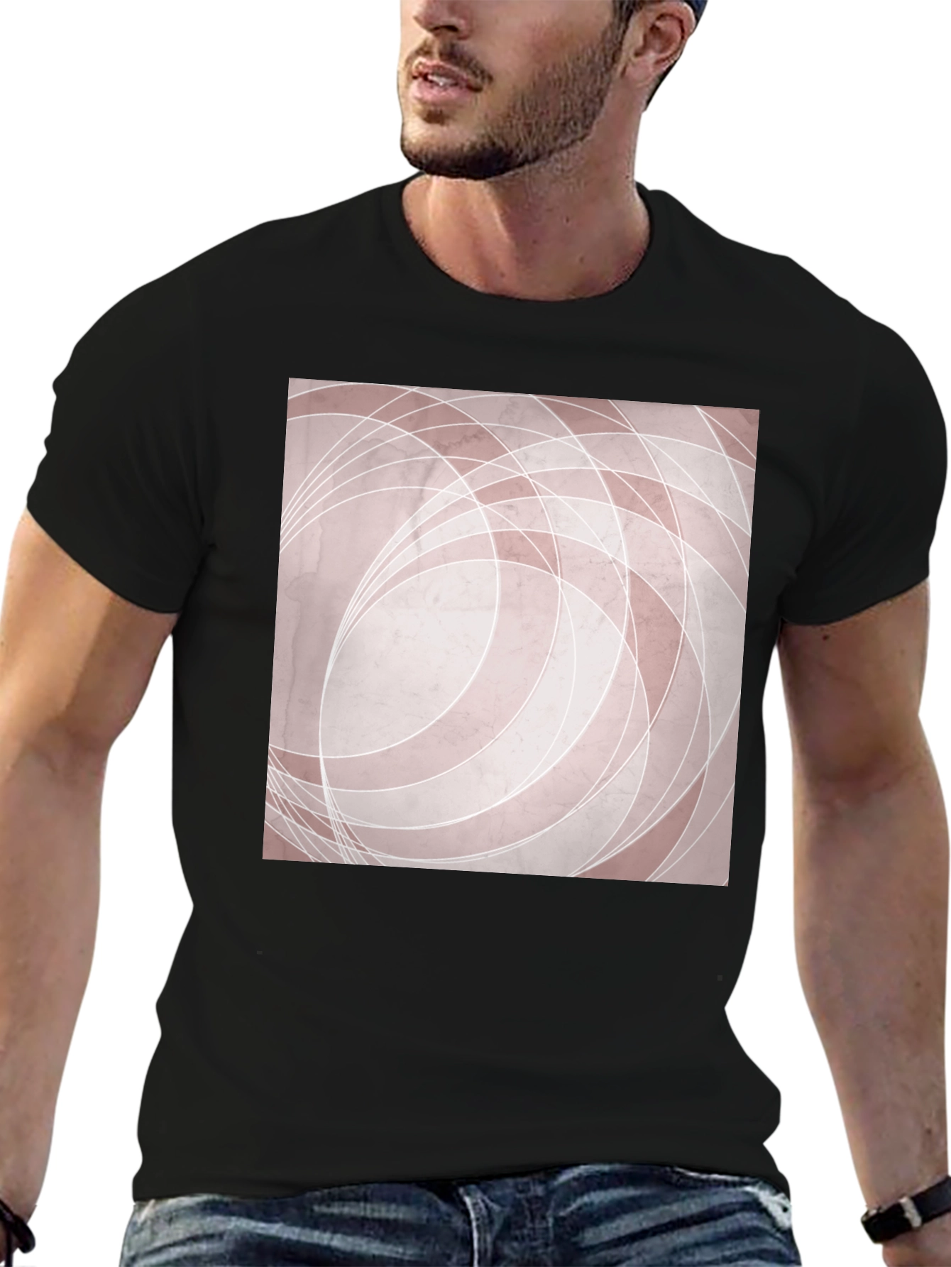 Modern Abstract Graphic Tee - Black Cotton Blend Shirt