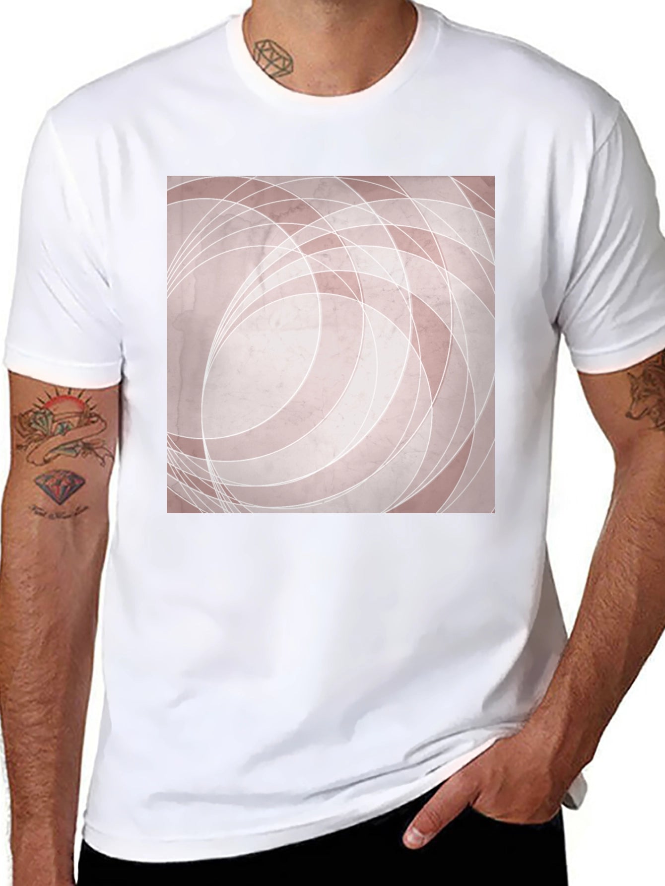 Modern Abstract Graphic Tee - Black Cotton Blend Shirt