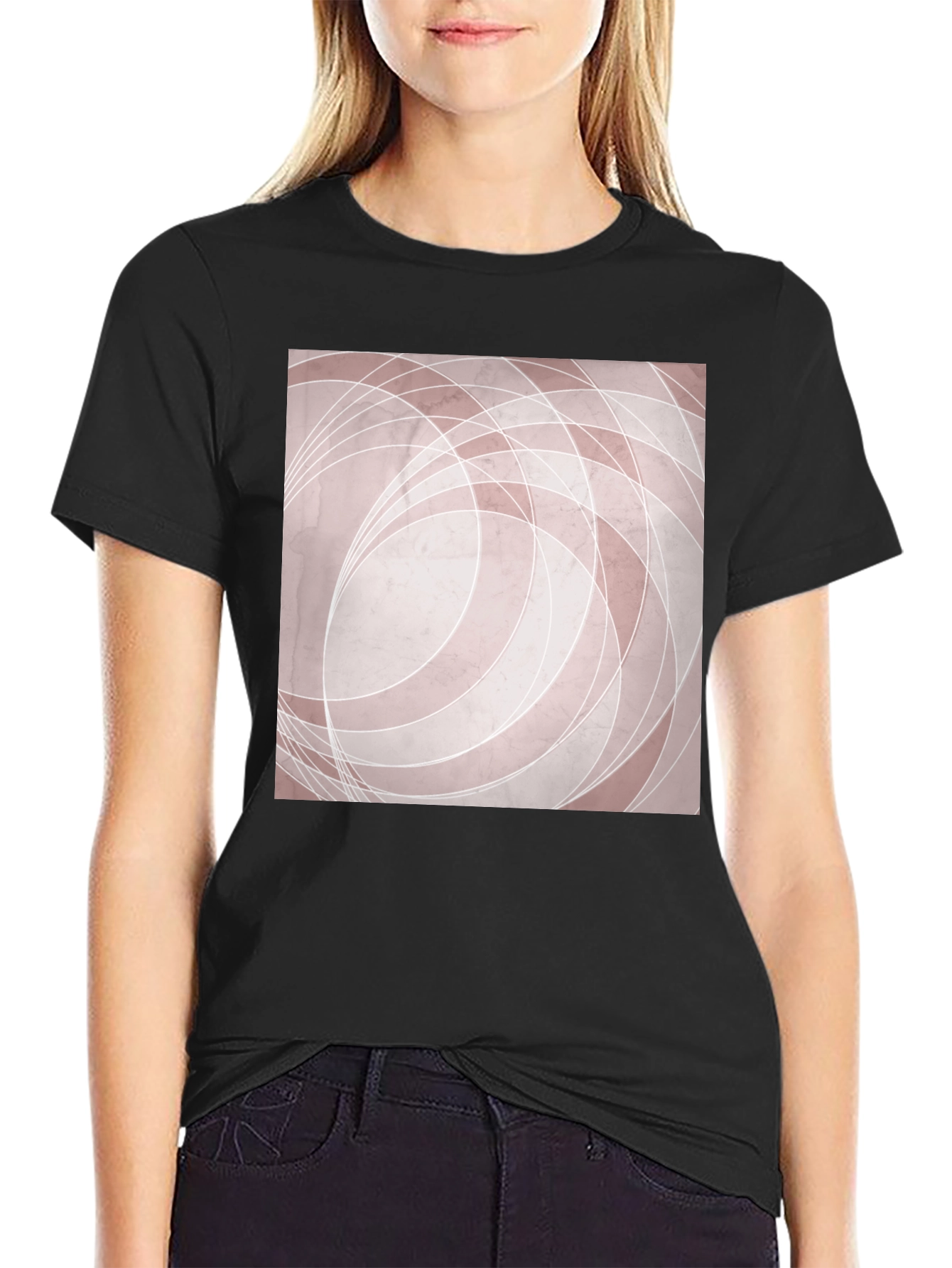 Modern Abstract Graphic Tee - Black Cotton Blend Shirt