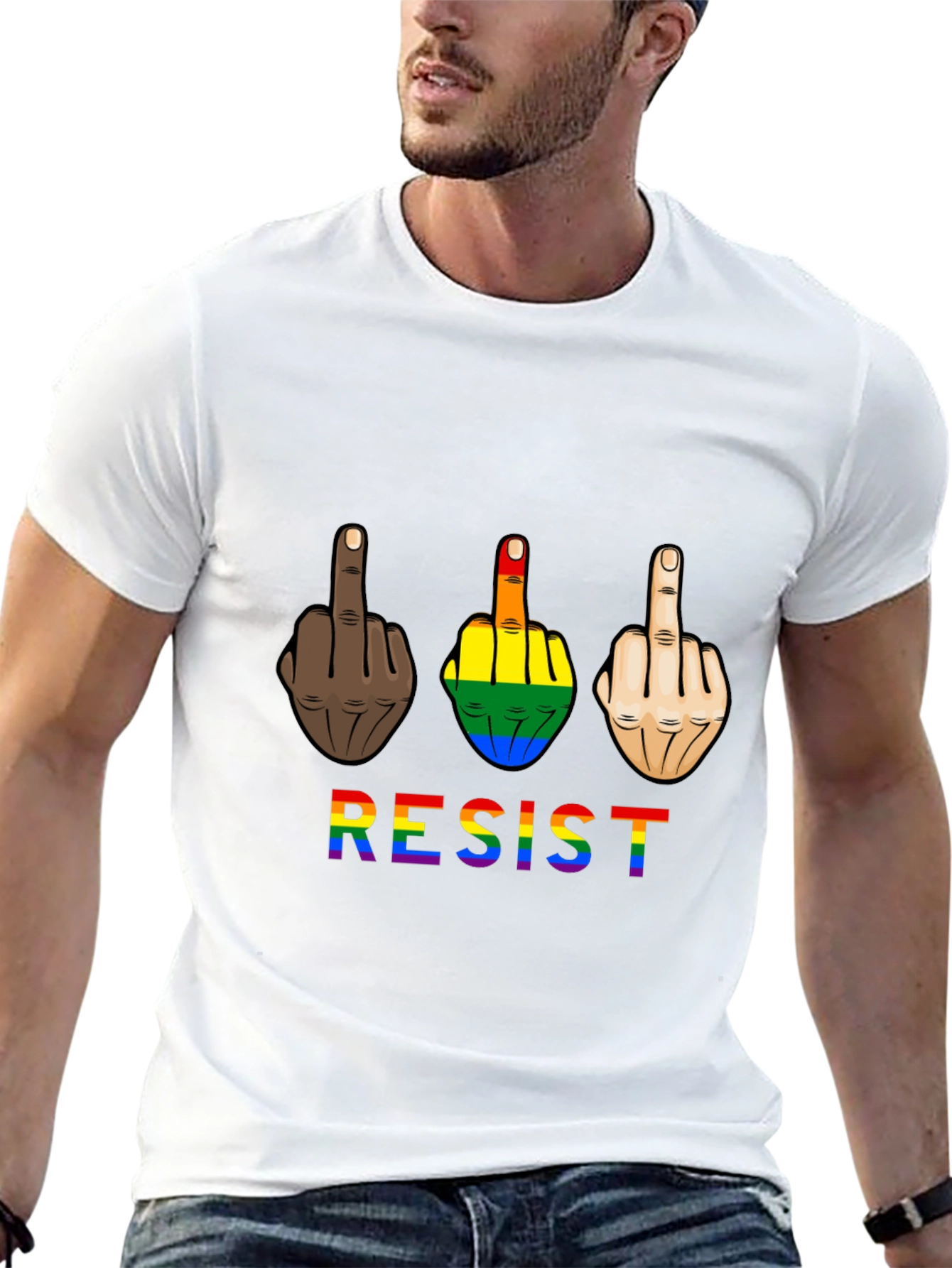 Resist Middle Finger Graphic Tee - Pride