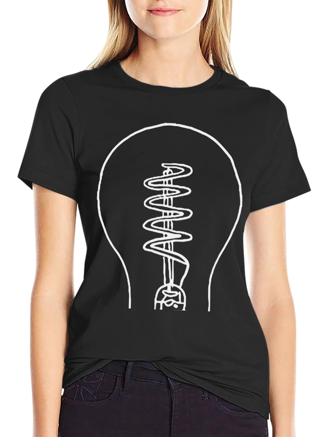 Idea Light Bulb Graphic Tee - Black Cotton T-Shirt