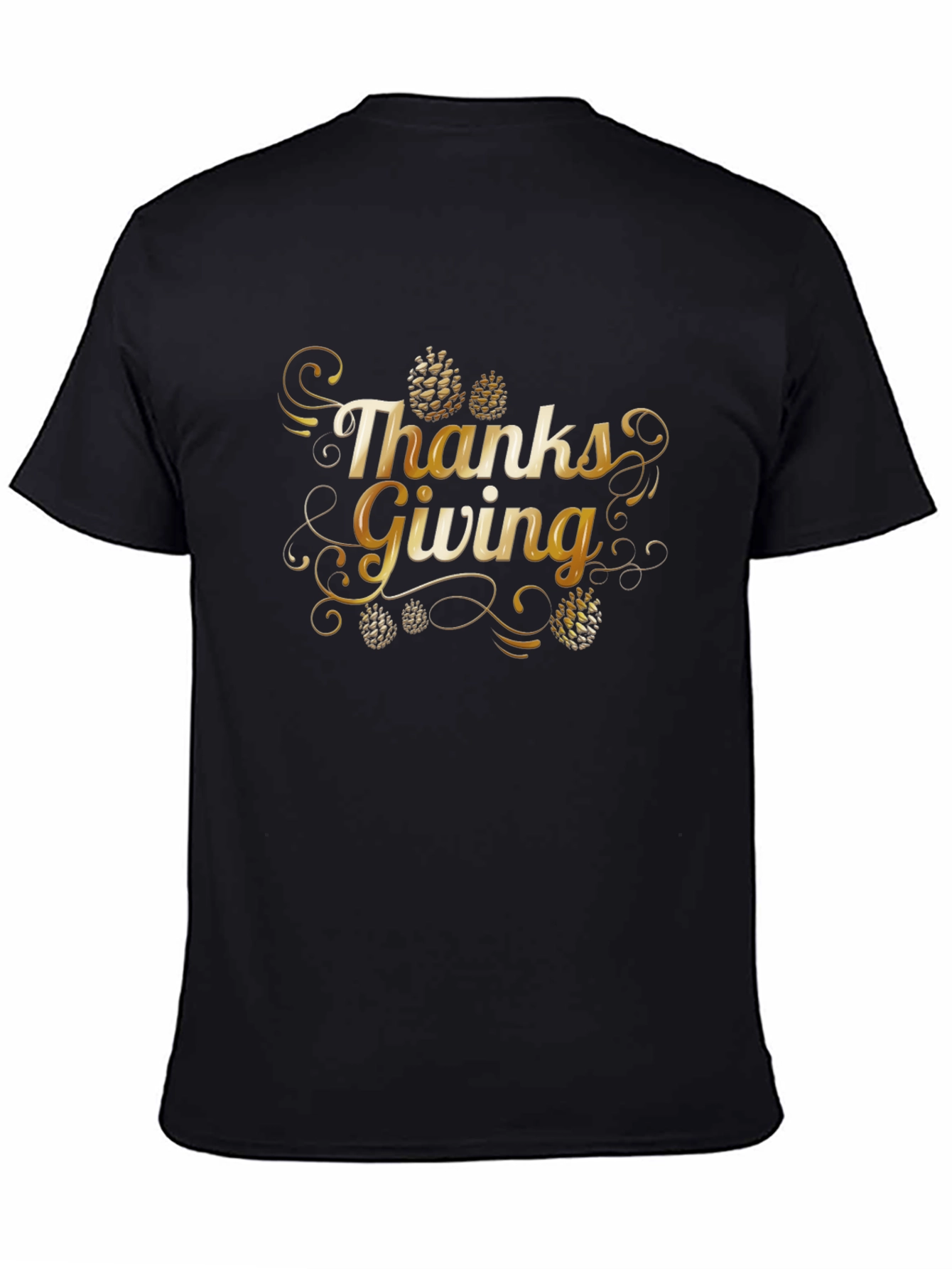 Thanksgiving Graphic Print Black T-Shirt