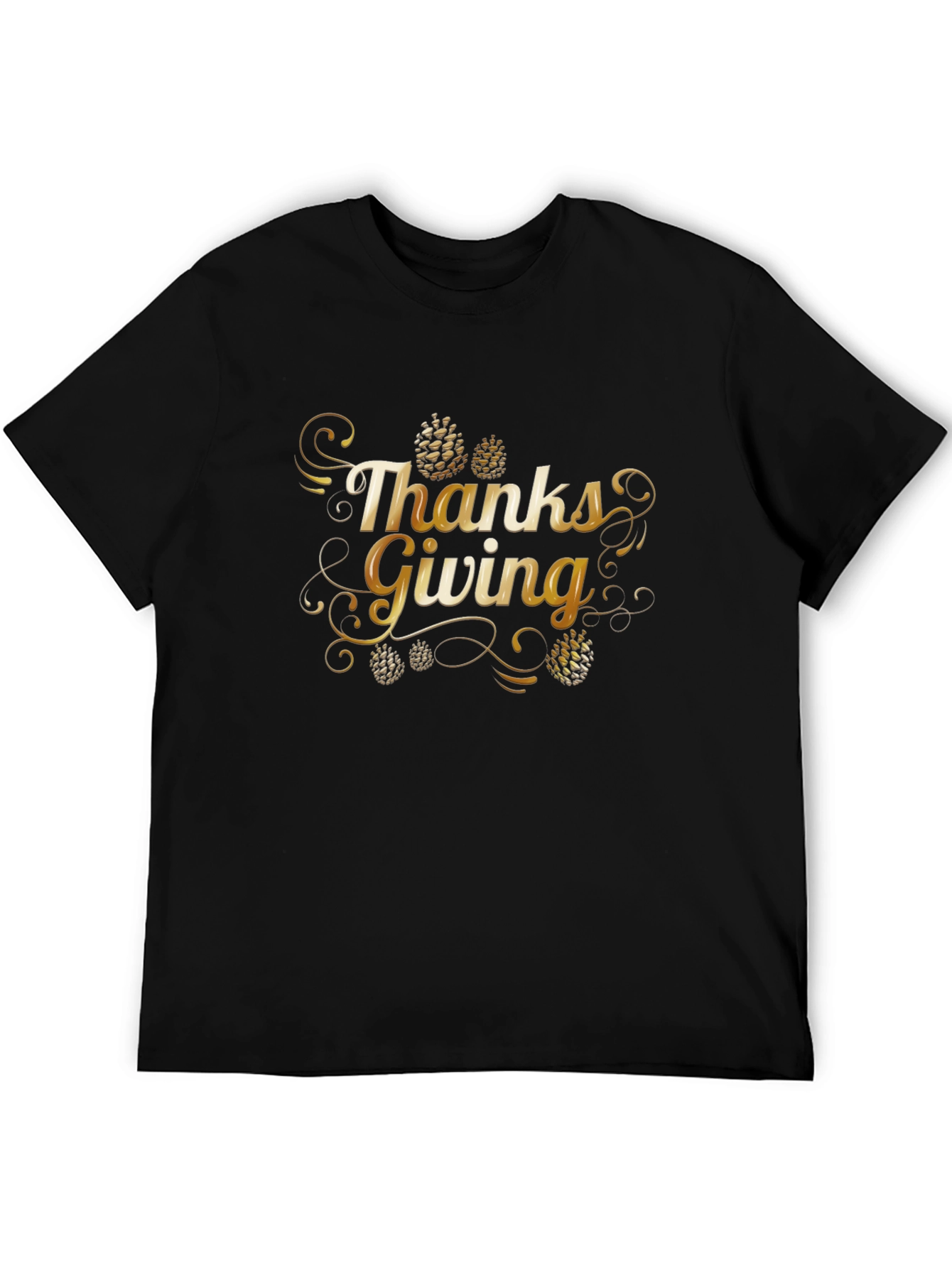 Thanksgiving Graphic Print Black T-Shirt