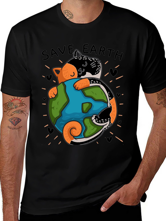 Save Earth Cat T-Shirt - Earth Day Tee