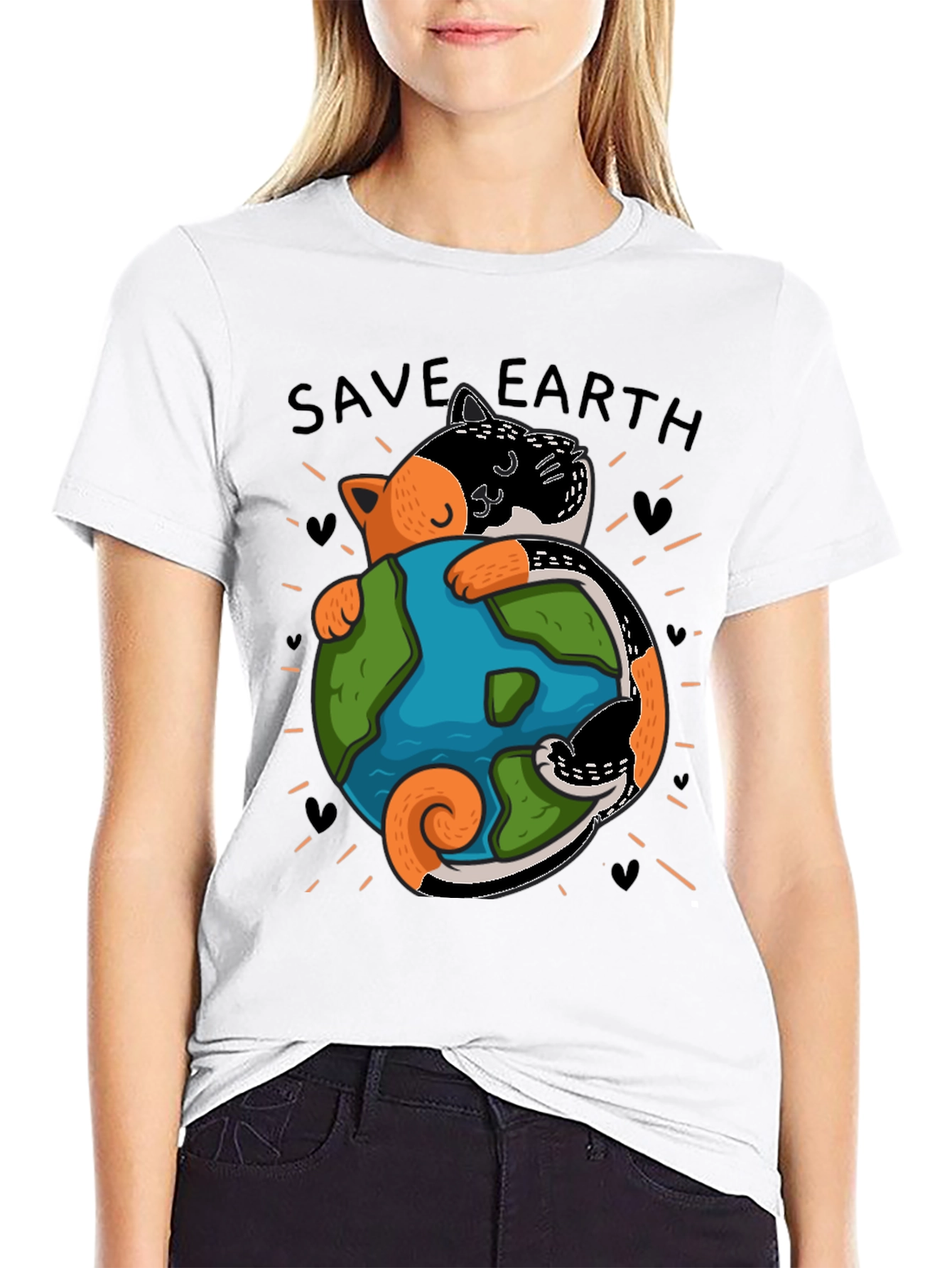 Save Earth Cat T-Shirt - Earth Day Tee