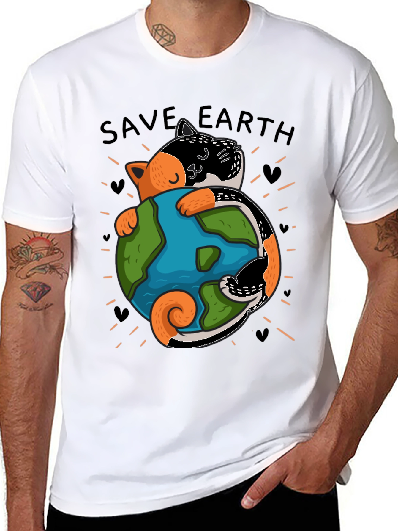 Save Earth Cat T-Shirt - Earth Day Tee