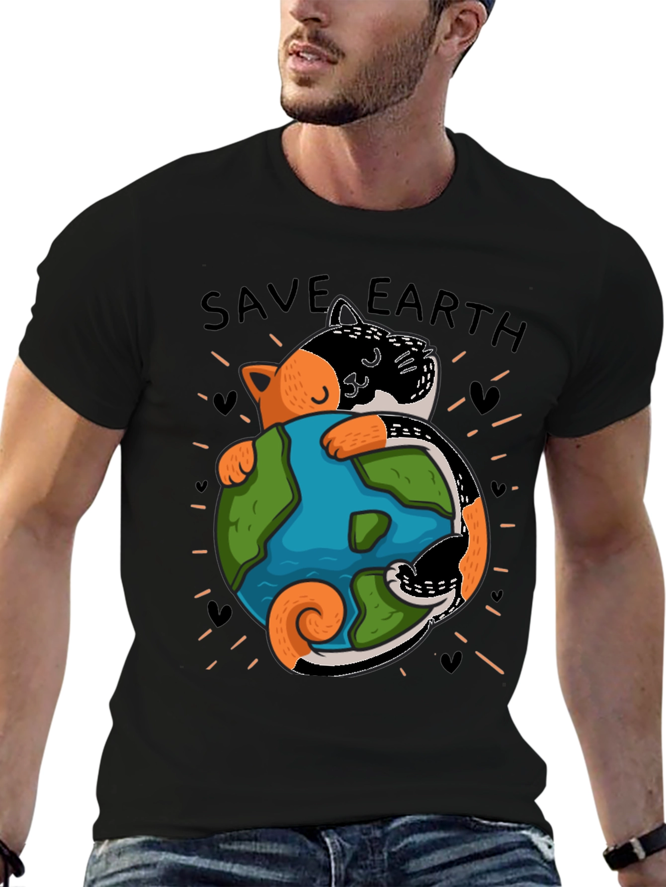 Save Earth Cat T-Shirt - Earth Day Tee
