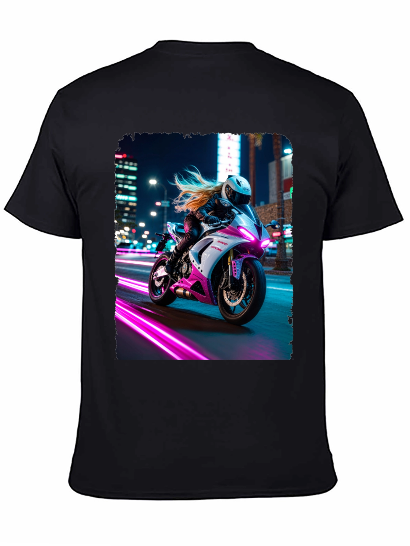 Motorcycle Rider Graphic T-Shirt - Night City Vibes