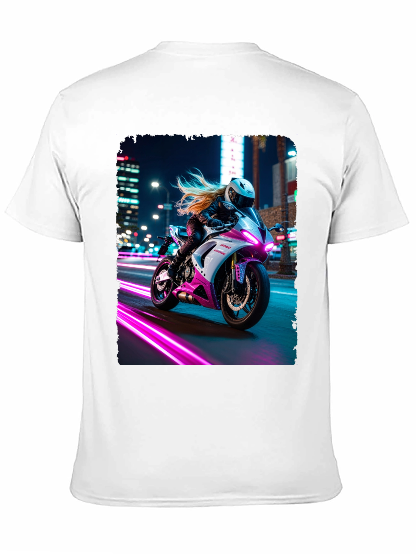 Motorcycle Rider Graphic T-Shirt - Night City Vibes