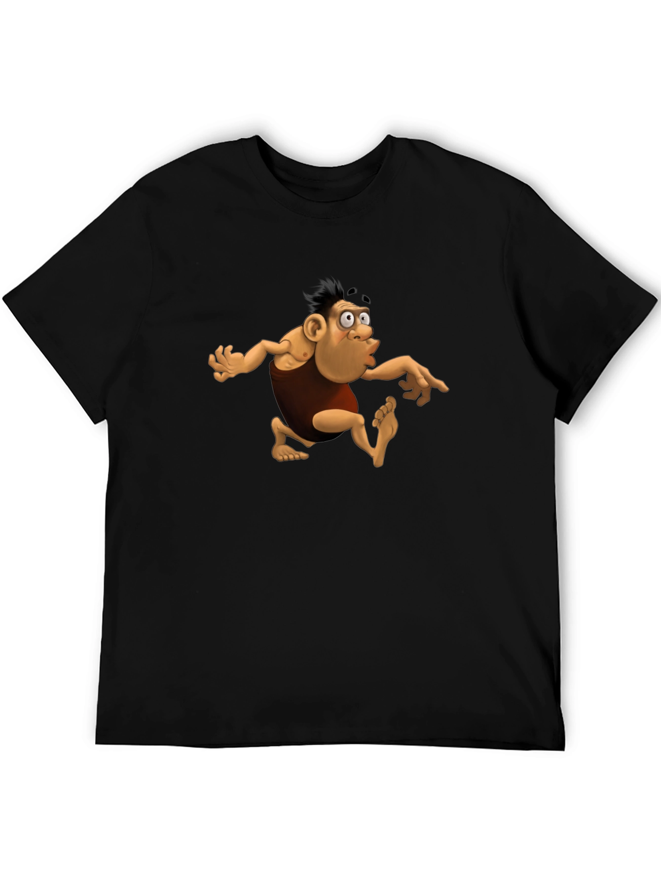Cartoon Caveman Black T-Shirt