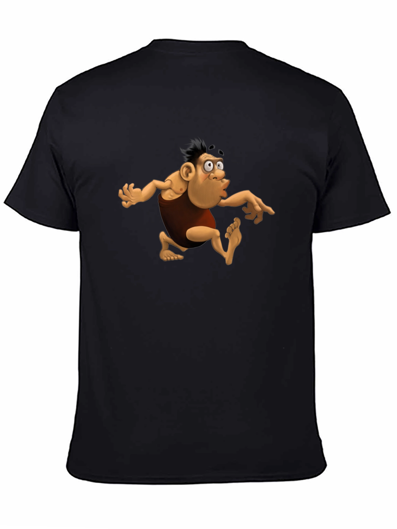 Cartoon Caveman Black T-Shirt
