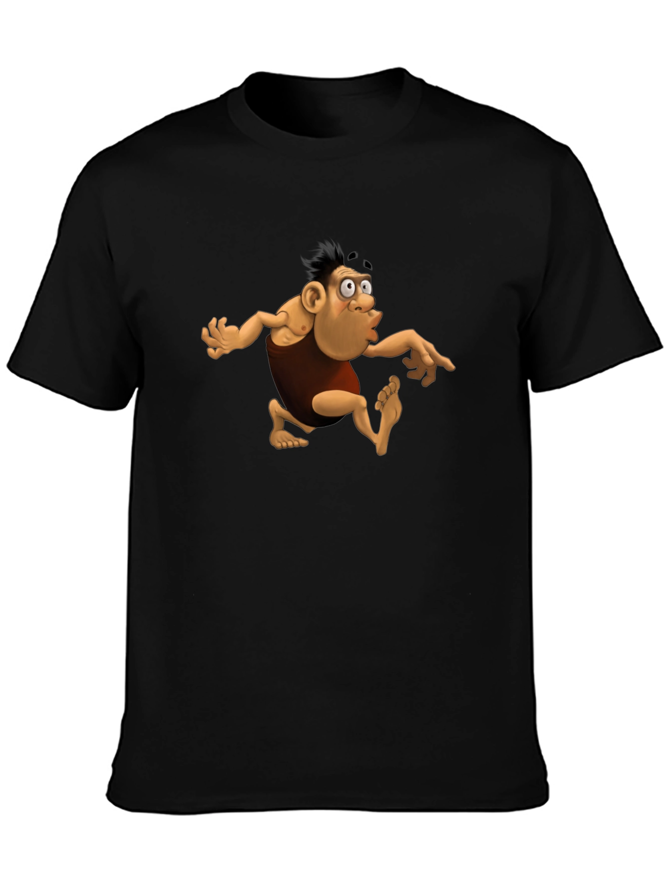 Cartoon Caveman Black T-Shirt