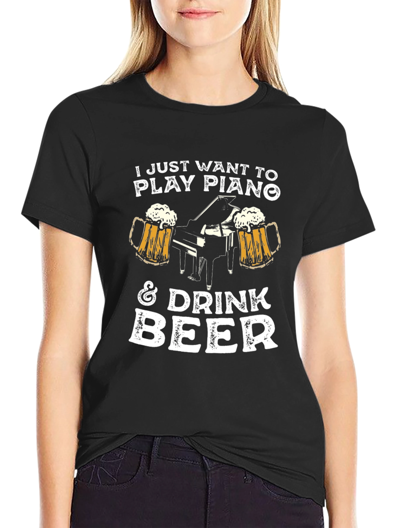 Play Piano and Drink Beer Mens T-Shirt