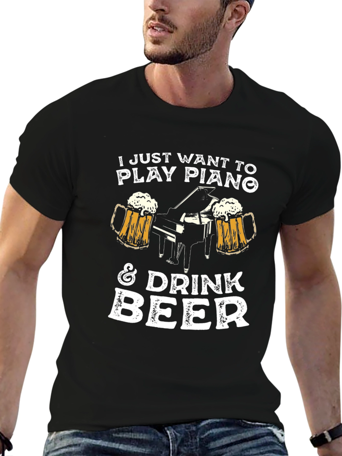 Play Piano and Drink Beer Mens T-Shirt