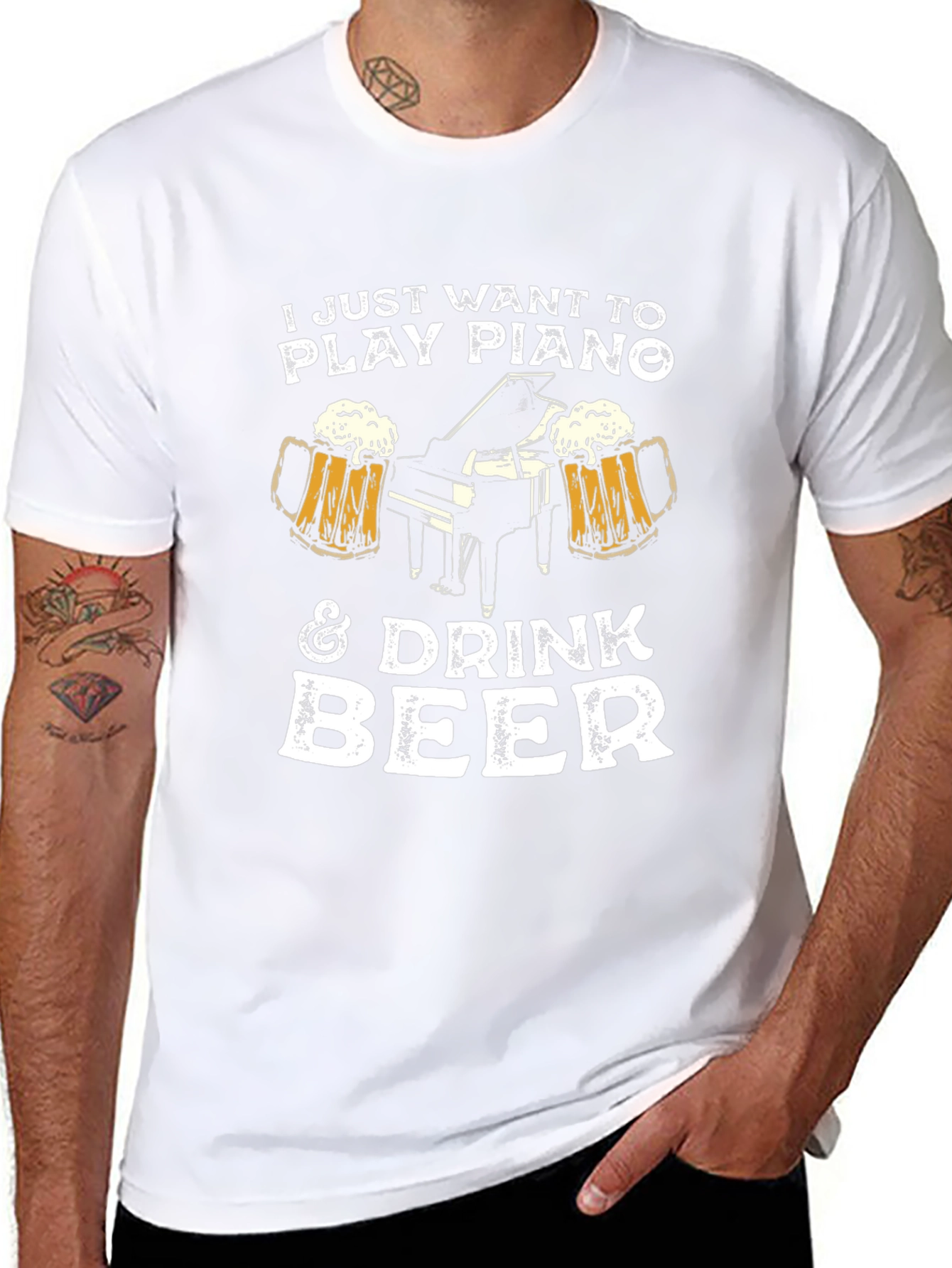 Play Piano and Drink Beer Mens T-Shirt