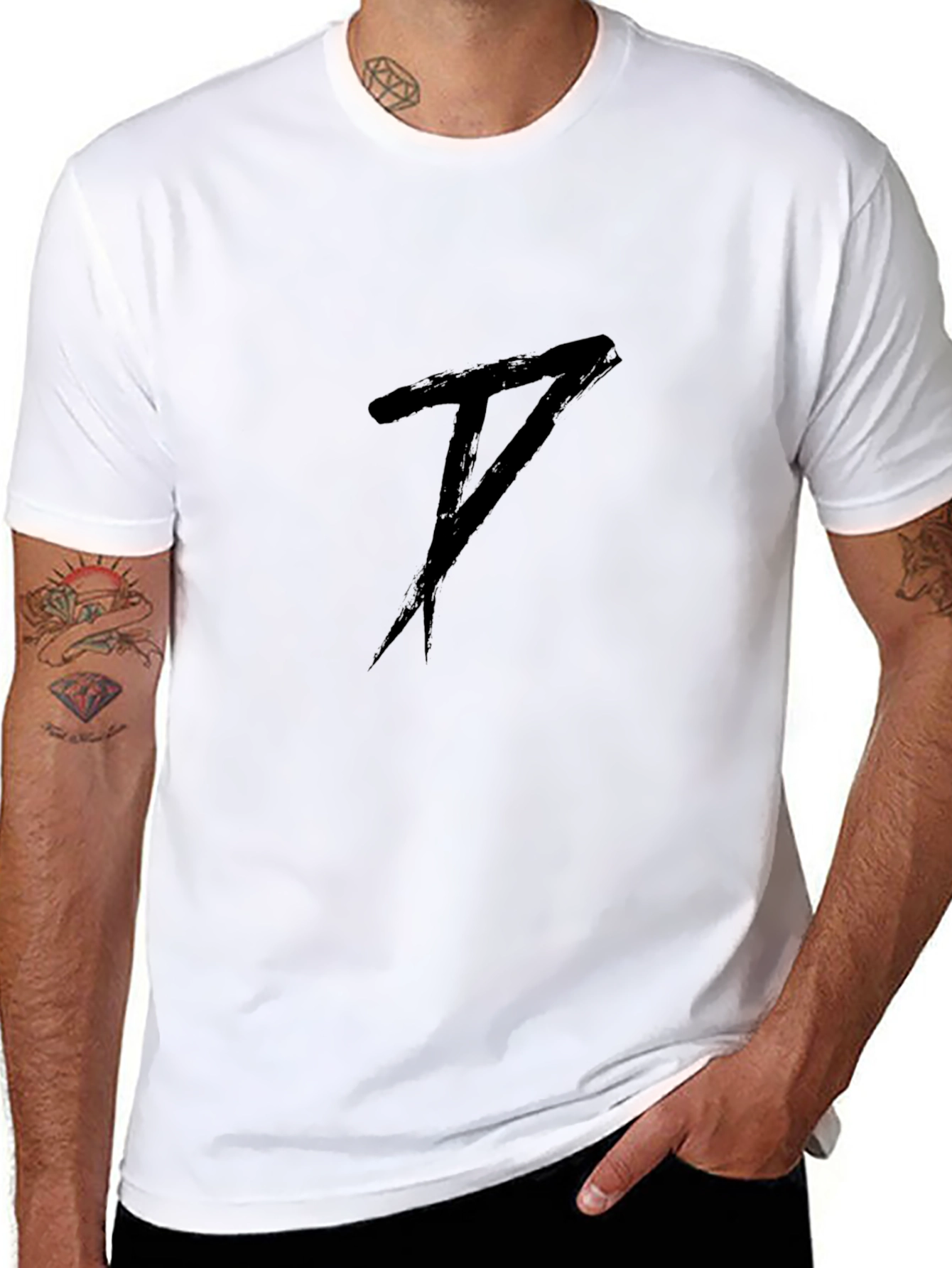 Black Graphic Tee - Abstract Design