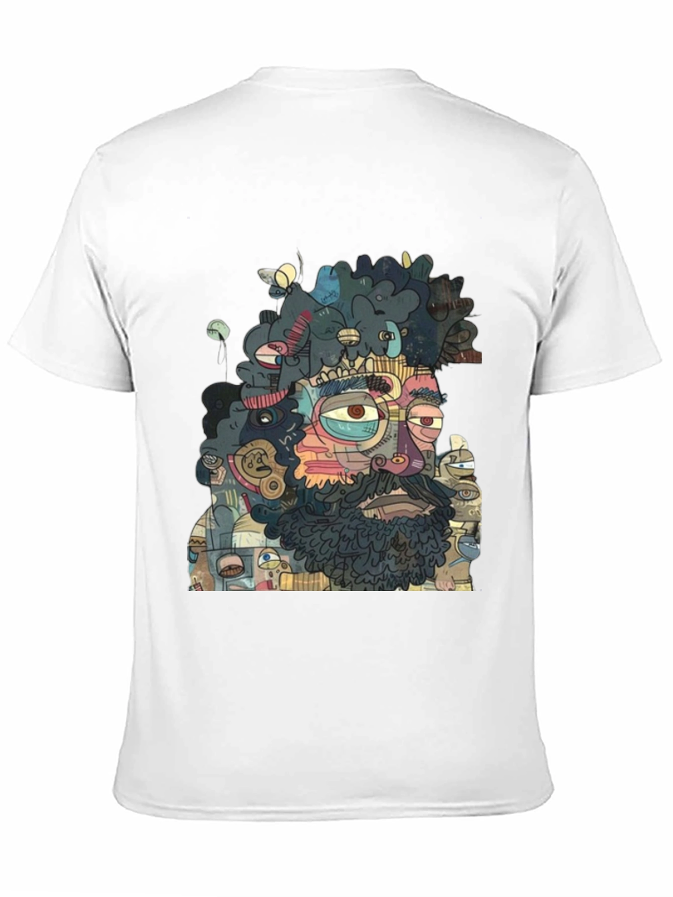 Abstract Face Graphic Print Crew Neck T-Shirt