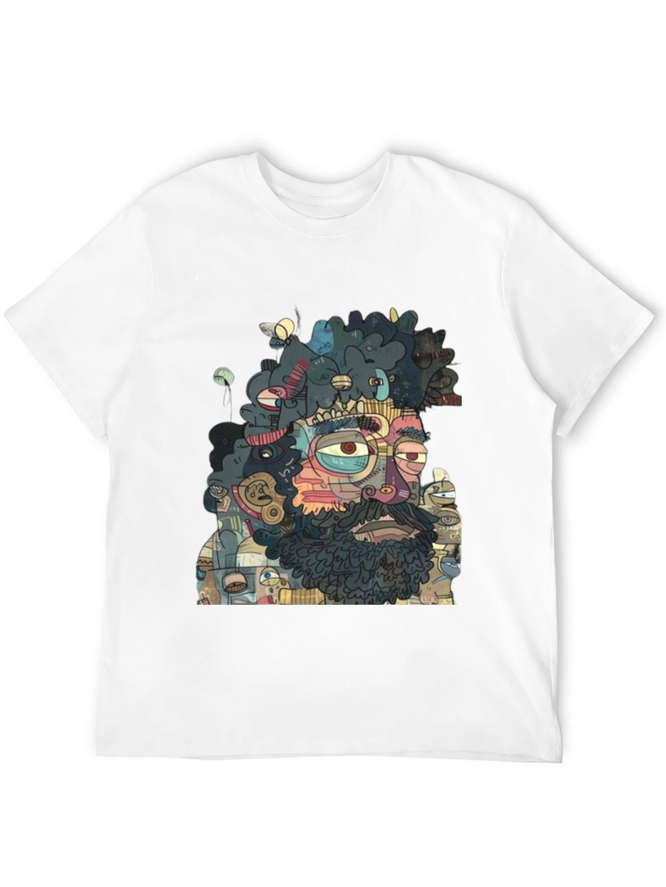 Abstract Face Graphic Print Crew Neck T-Shirt
