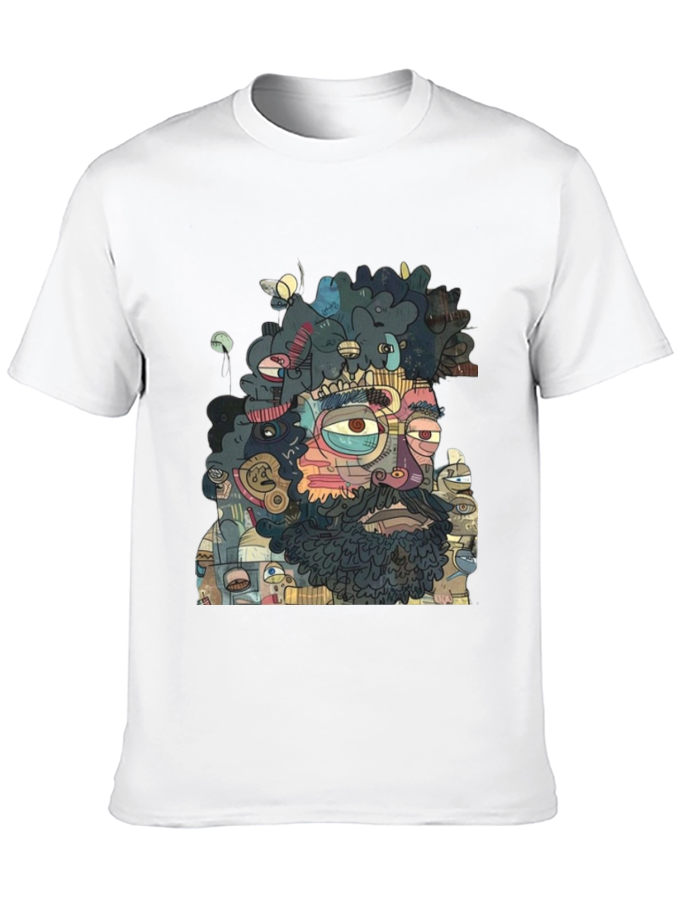 Abstract Face Graphic Print Crew Neck T-Shirt