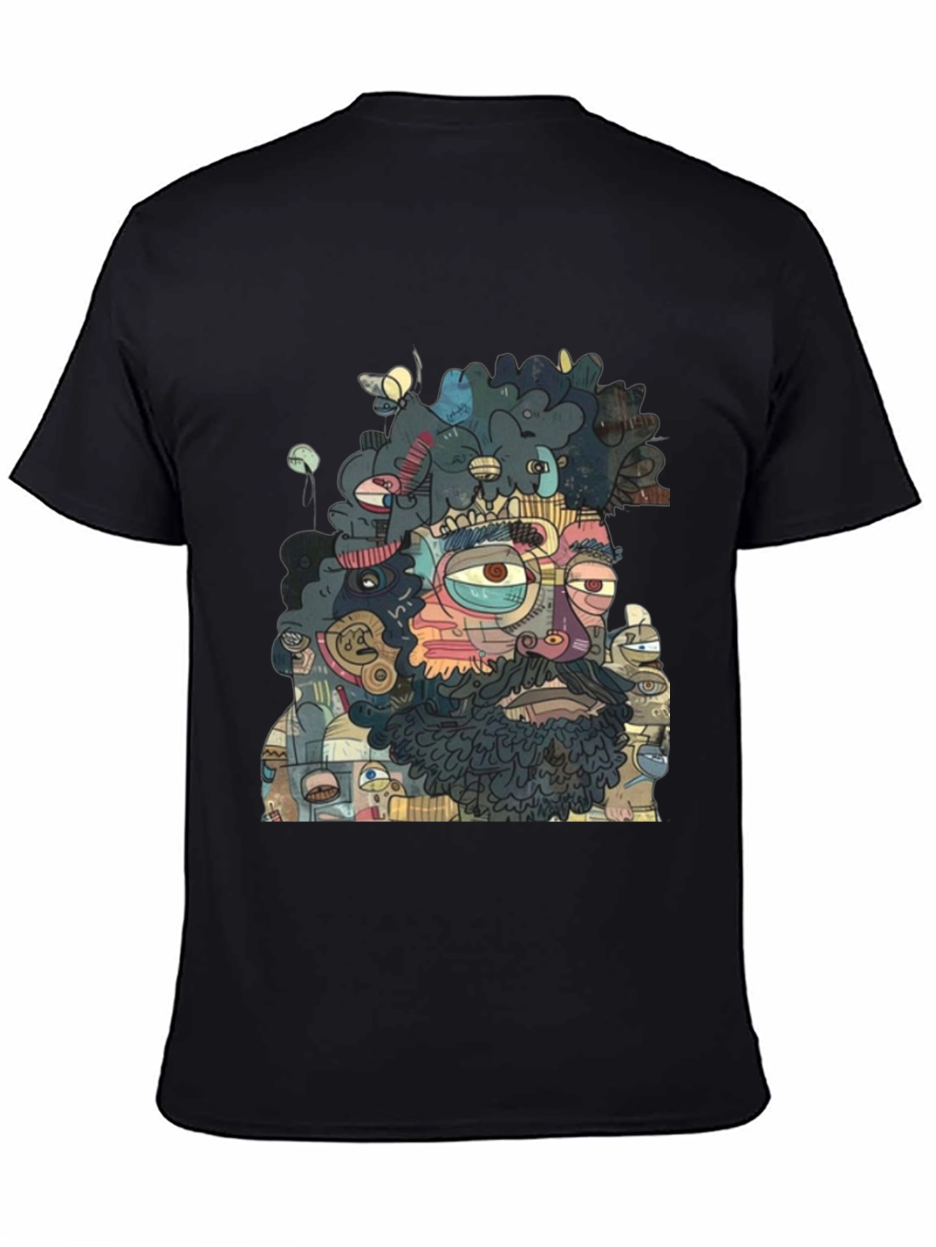 Abstract Face Graphic Print Crew Neck T-Shirt