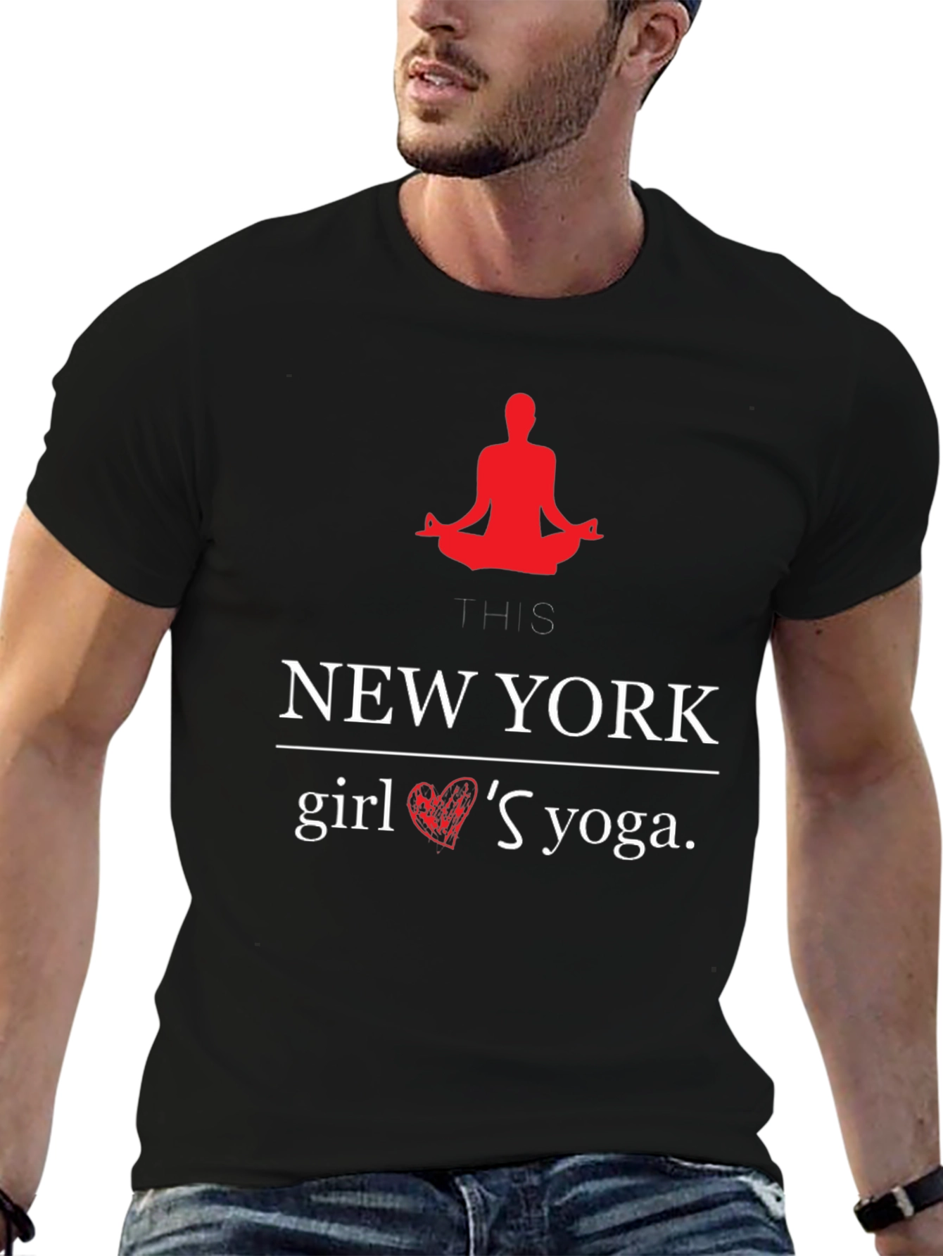 New York Girl Yoga Black Graphic T-Shirt