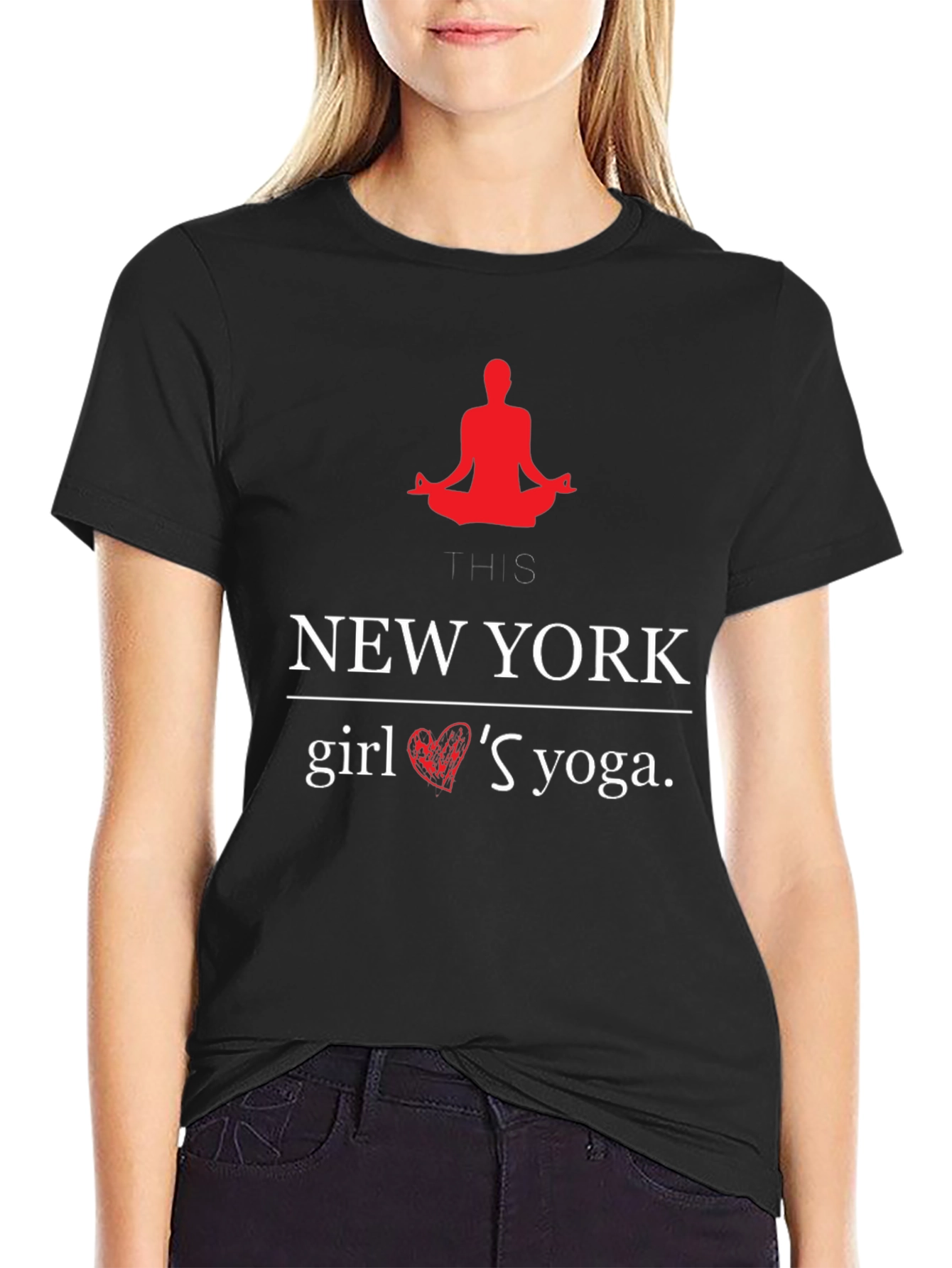 New York Girl Yoga Black Graphic T-Shirt
