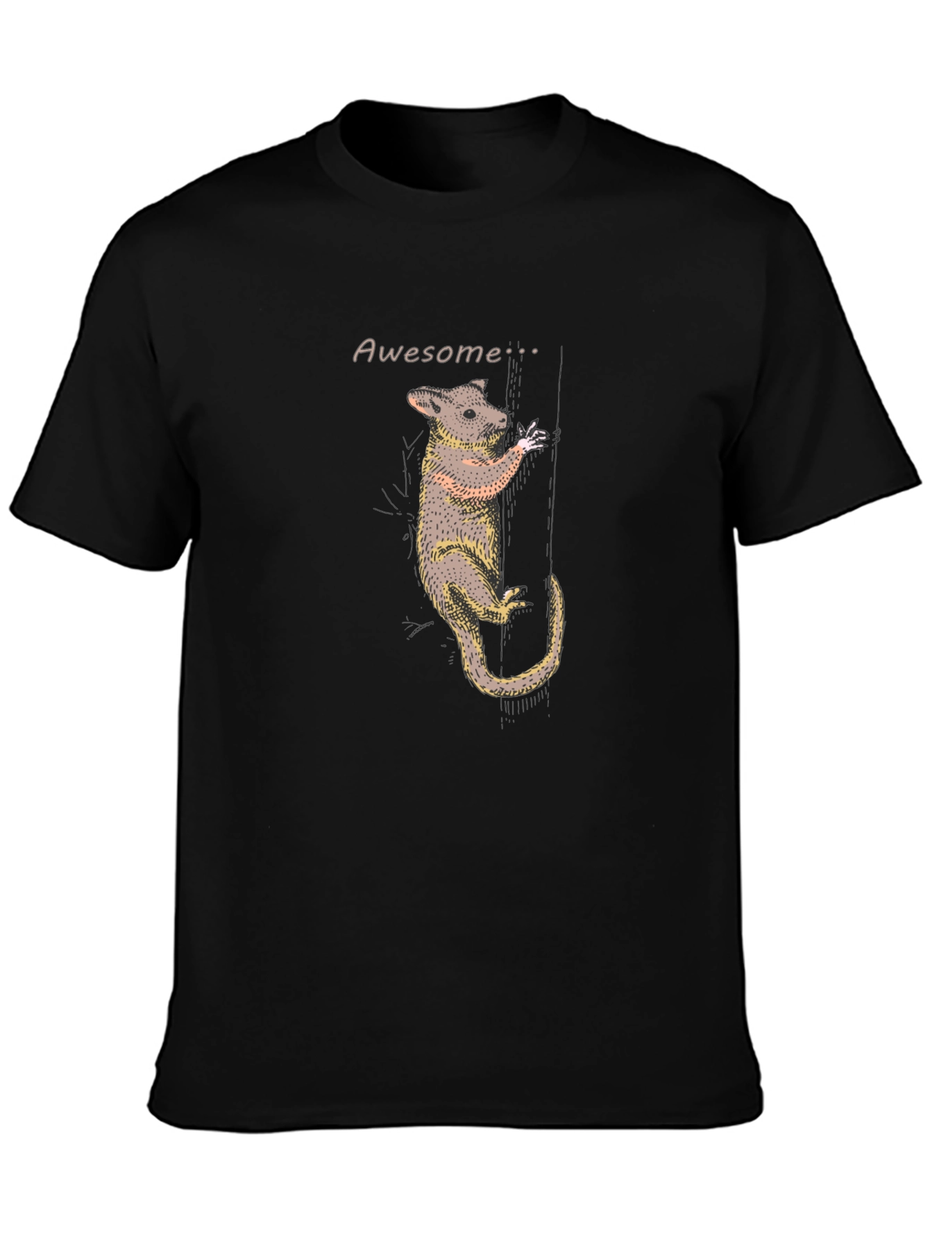 Awesome Opossum Graphic T-Shirt - Black